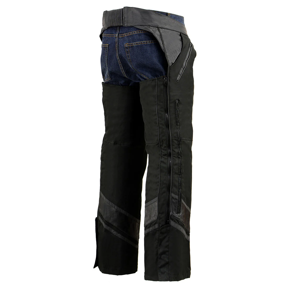Milwaukee Leather MPM5706 Men's Black Vented Textile Chaps with Leather Trim - Image 9