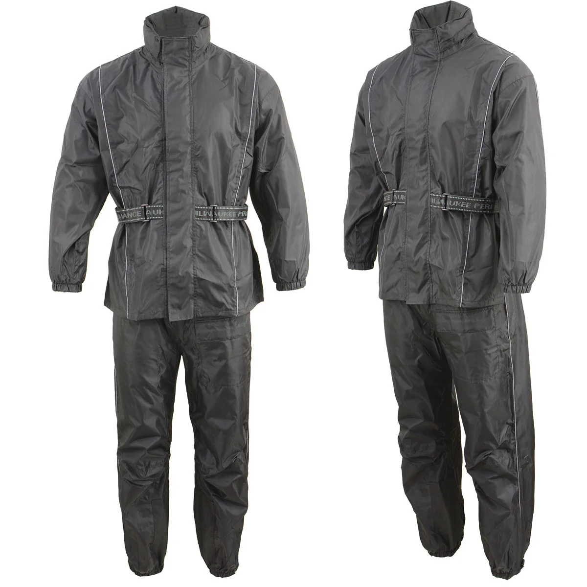 NexGen SH2215 Men's Lightweight Oxford Nylon Black Water Resistant Rain Suit - Image 6