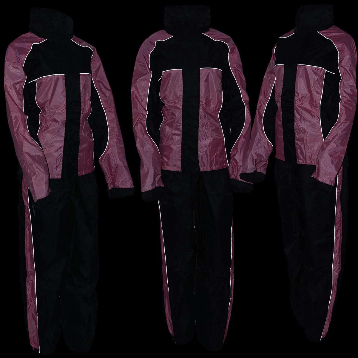 NexGen SH222201 Ladies Black and Pink Oxford Water Proof Rain Suit - Image 2