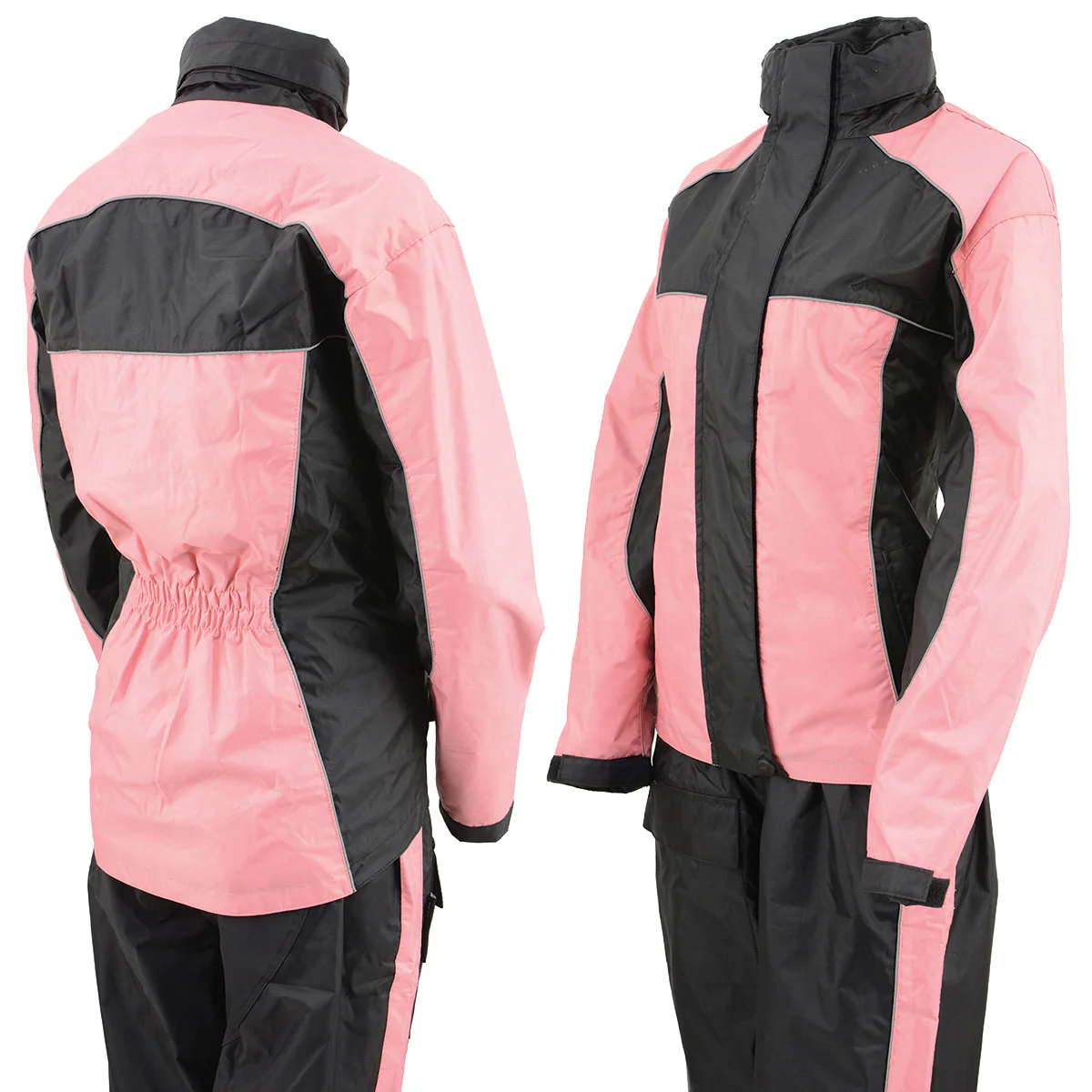 NexGen SH222201 Ladies Black and Pink Oxford Water Proof Rain Suit - Image 7