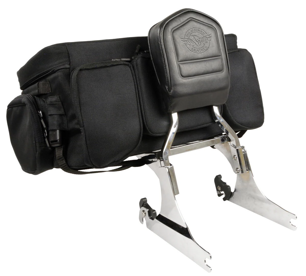 Milwaukee Performance SH695 Large Black Textile Squared Motorcycle Sissy Bar Rack Bag - Image 2
