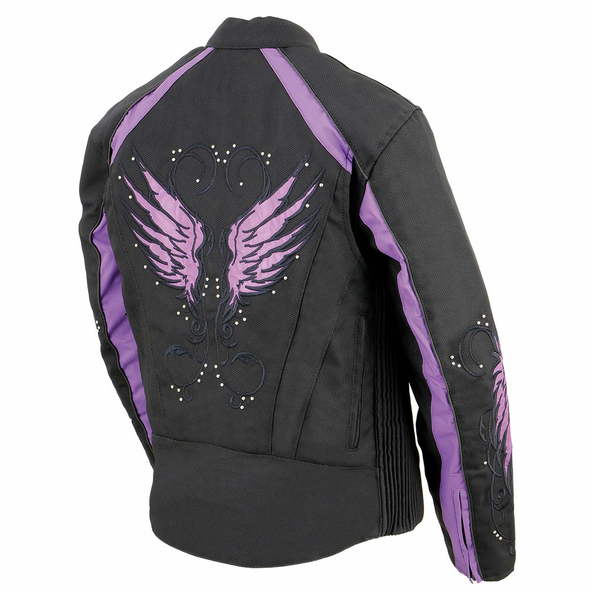 Milwaukee Leather MPL1954 Women's 'Studded Wings' Black and Purple Textile Moto Jacket - Image 11