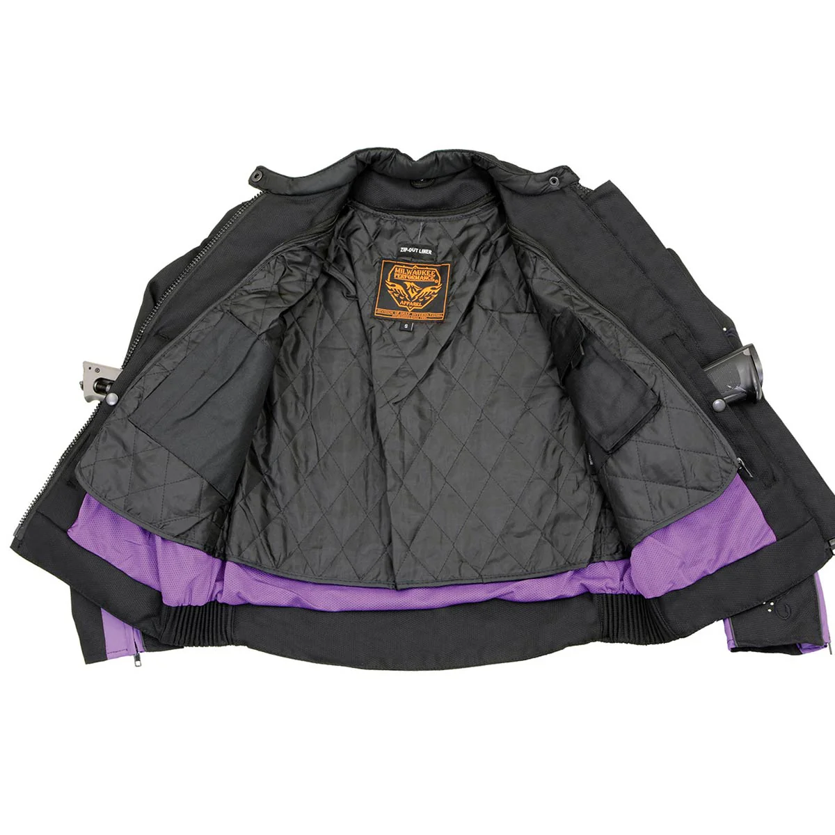 Milwaukee Leather MPL1954 Women's 'Studded Wings' Black and Purple Textile Moto Jacket - Image 4
