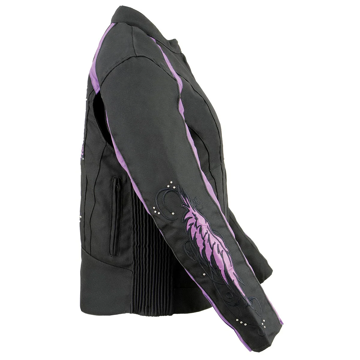 Milwaukee Leather MPL1954 Women's 'Studded Wings' Black and Purple Textile Moto Jacket - Image 5