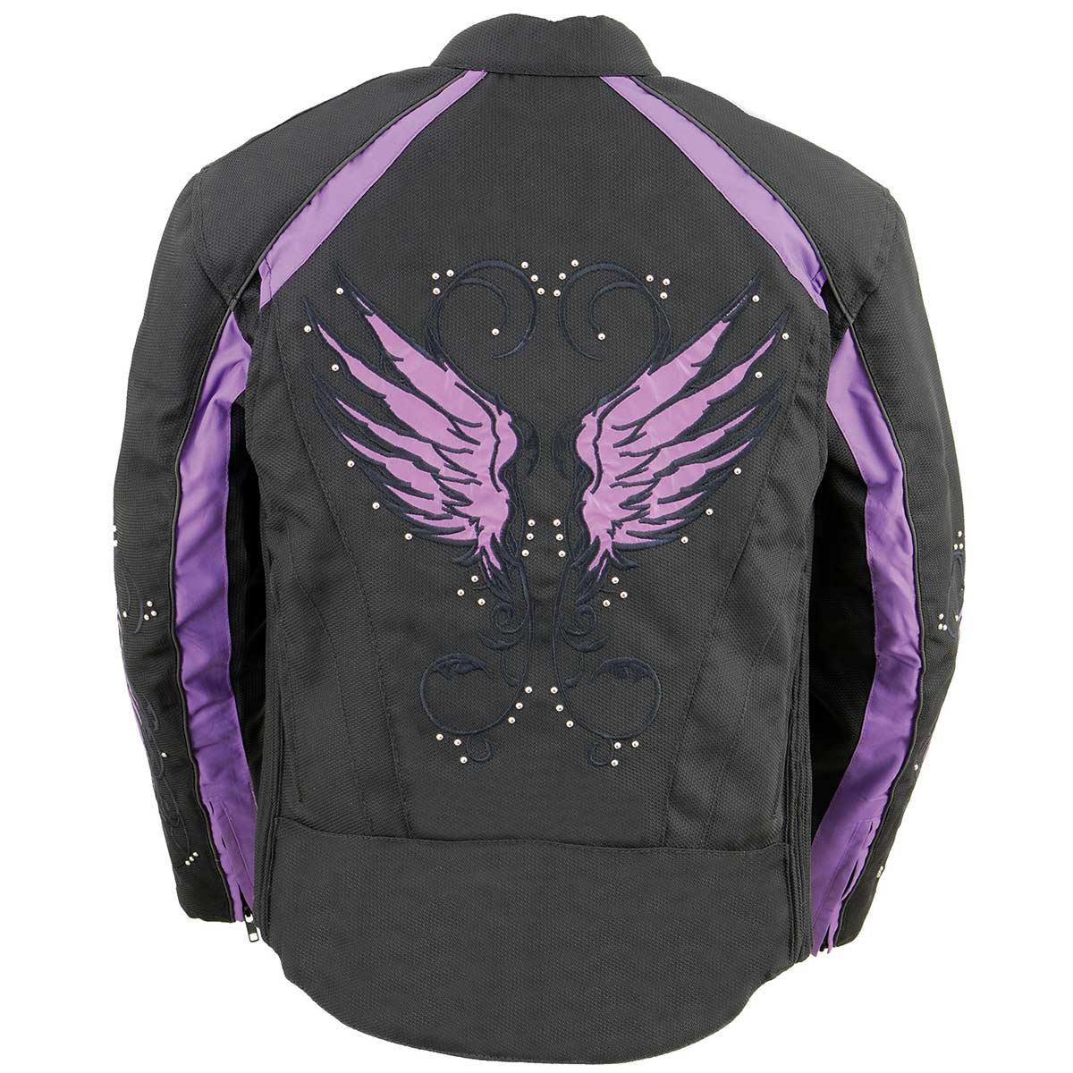 Milwaukee Leather MPL1954 Women's 'Studded Wings' Black and Purple Textile Moto Jacket - Image 6