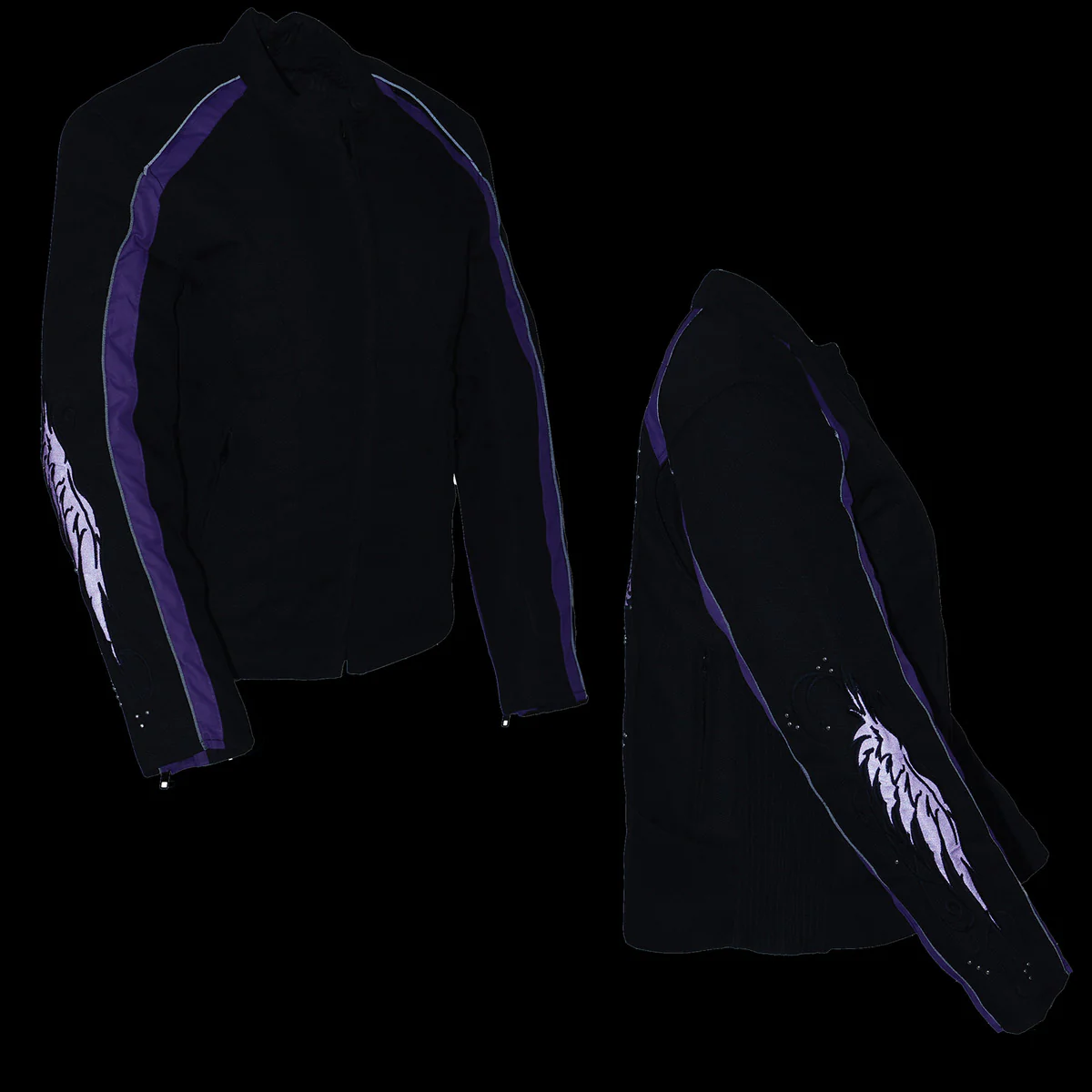 Milwaukee Leather MPL1954 Women's 'Studded Wings' Black and Purple Textile Moto Jacket - Image 8