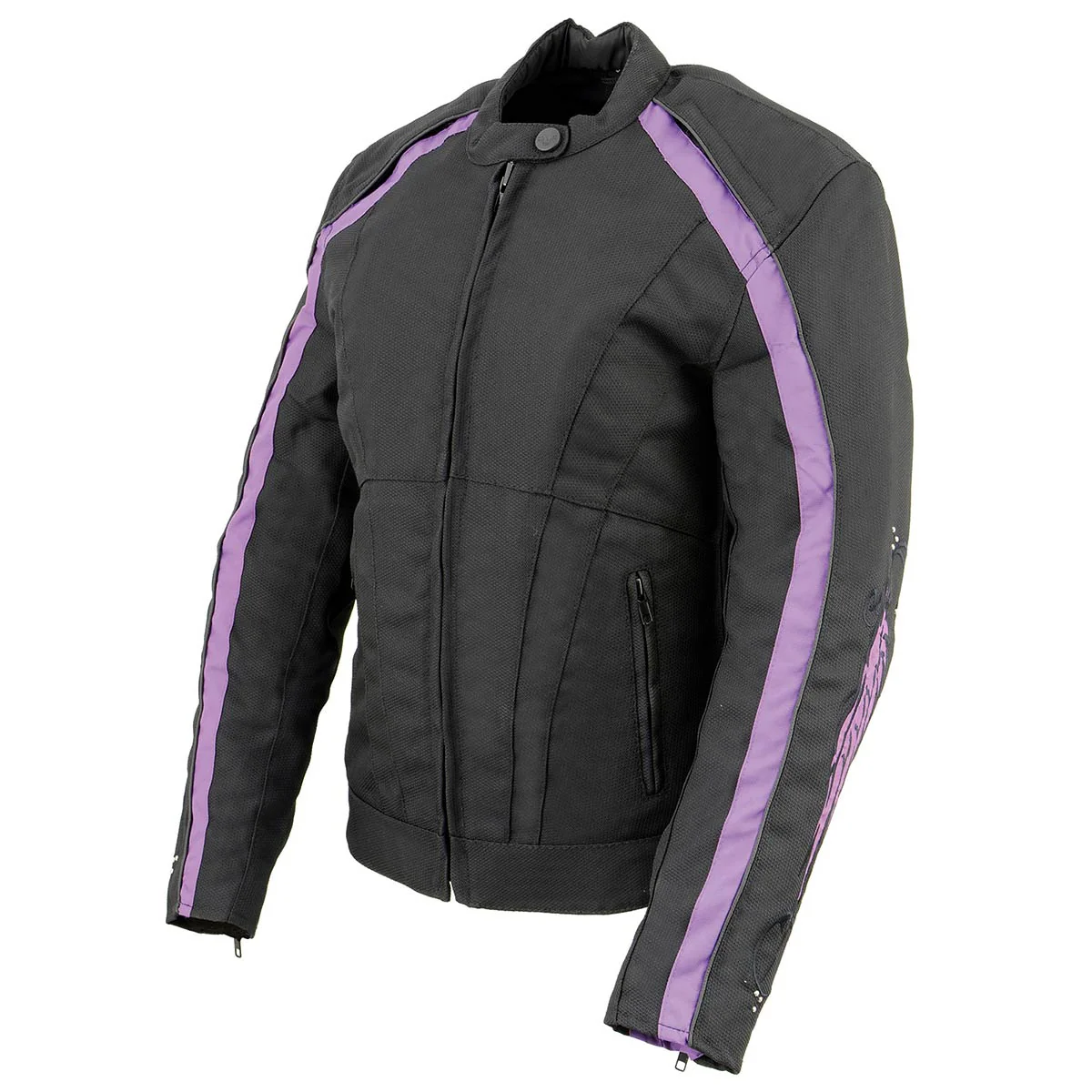 Milwaukee Leather MPL1954 Women's 'Studded Wings' Black and Purple Textile Moto Jacket - Image 9