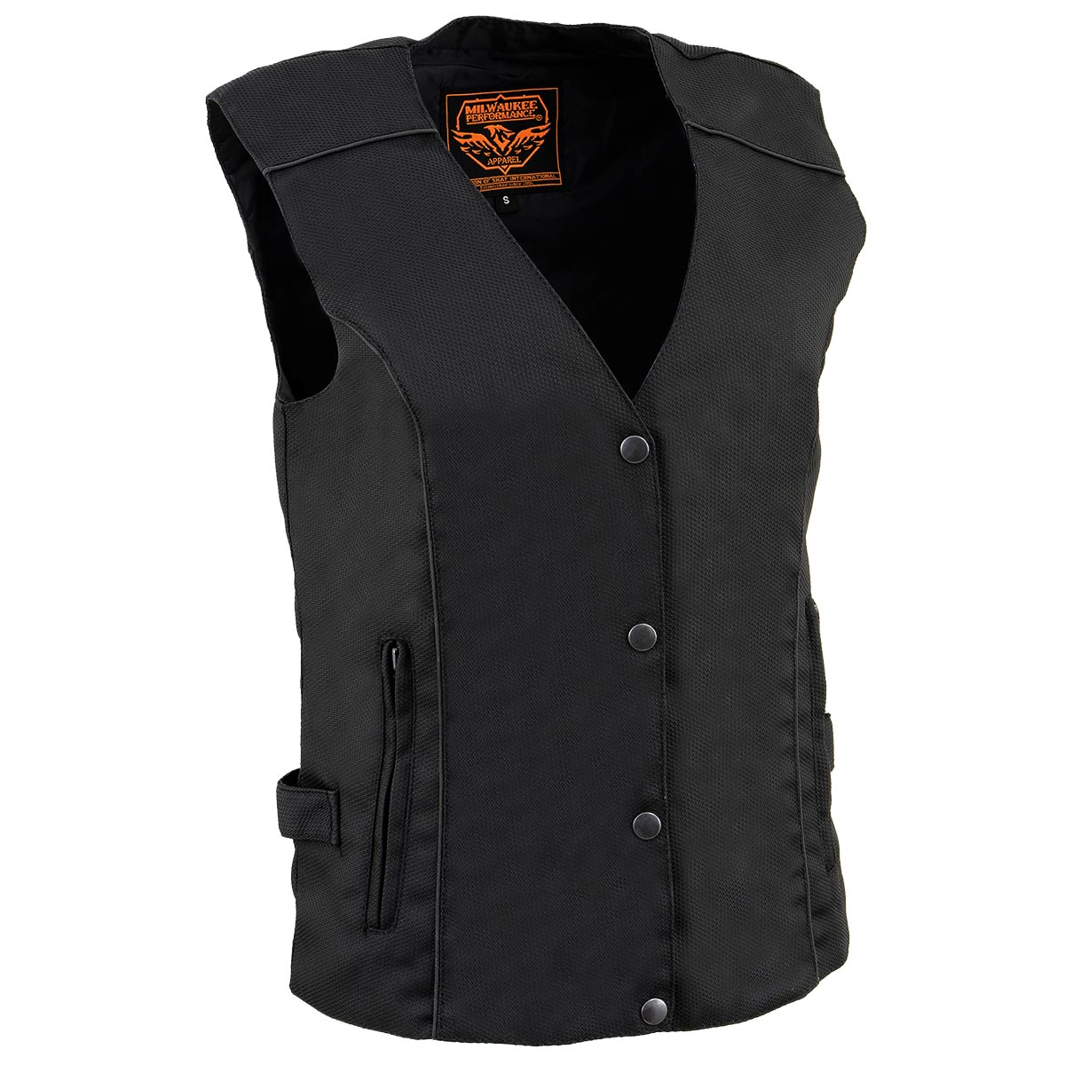 Milwaukee Leather MPL1955 Ladies 'Winged Embroidery' Black and Purple Textile Vest - Image 2