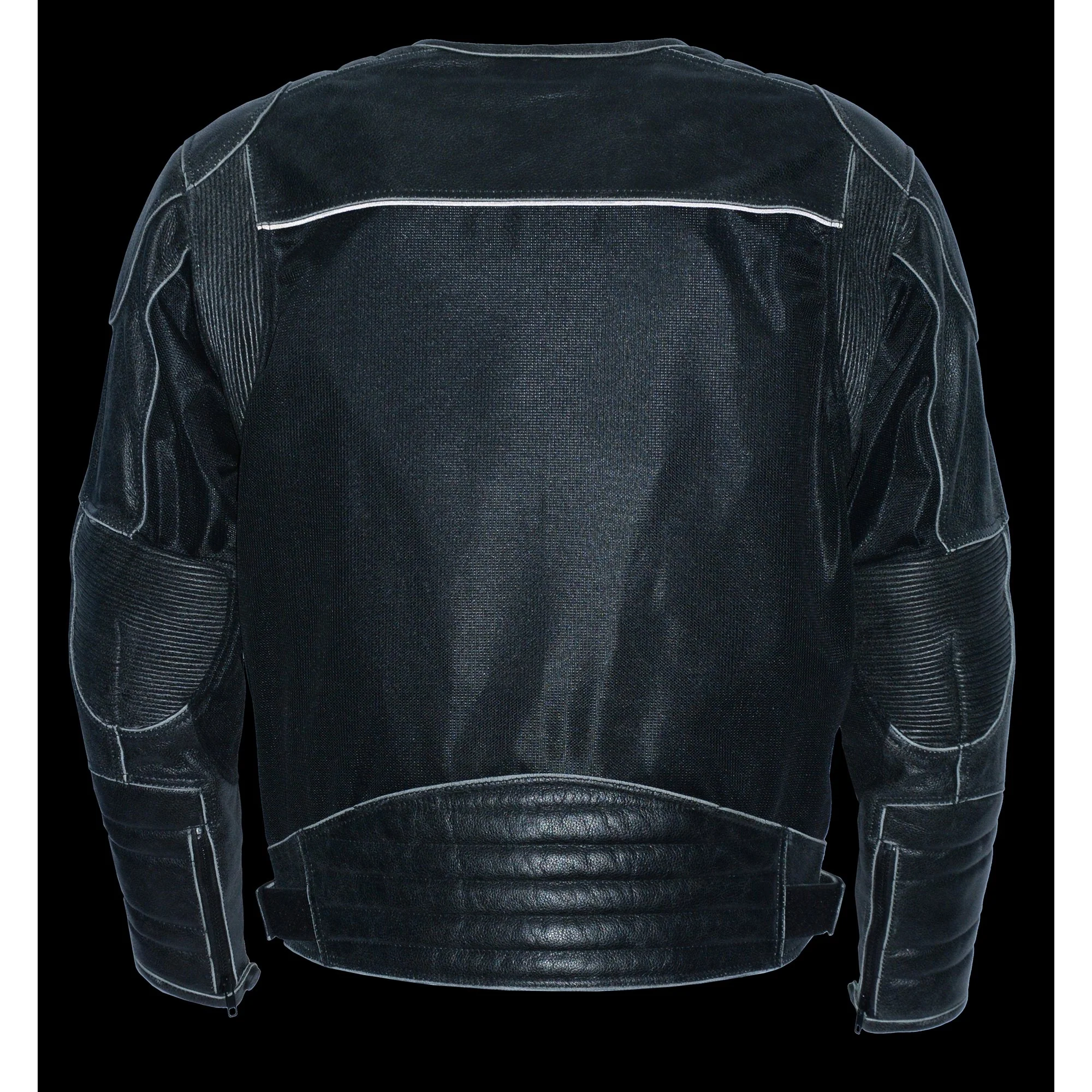 Milwaukee Leather MPM1796 Men's Armored Distressed Grey Leather and Mesh Racer Jacket - Image 7