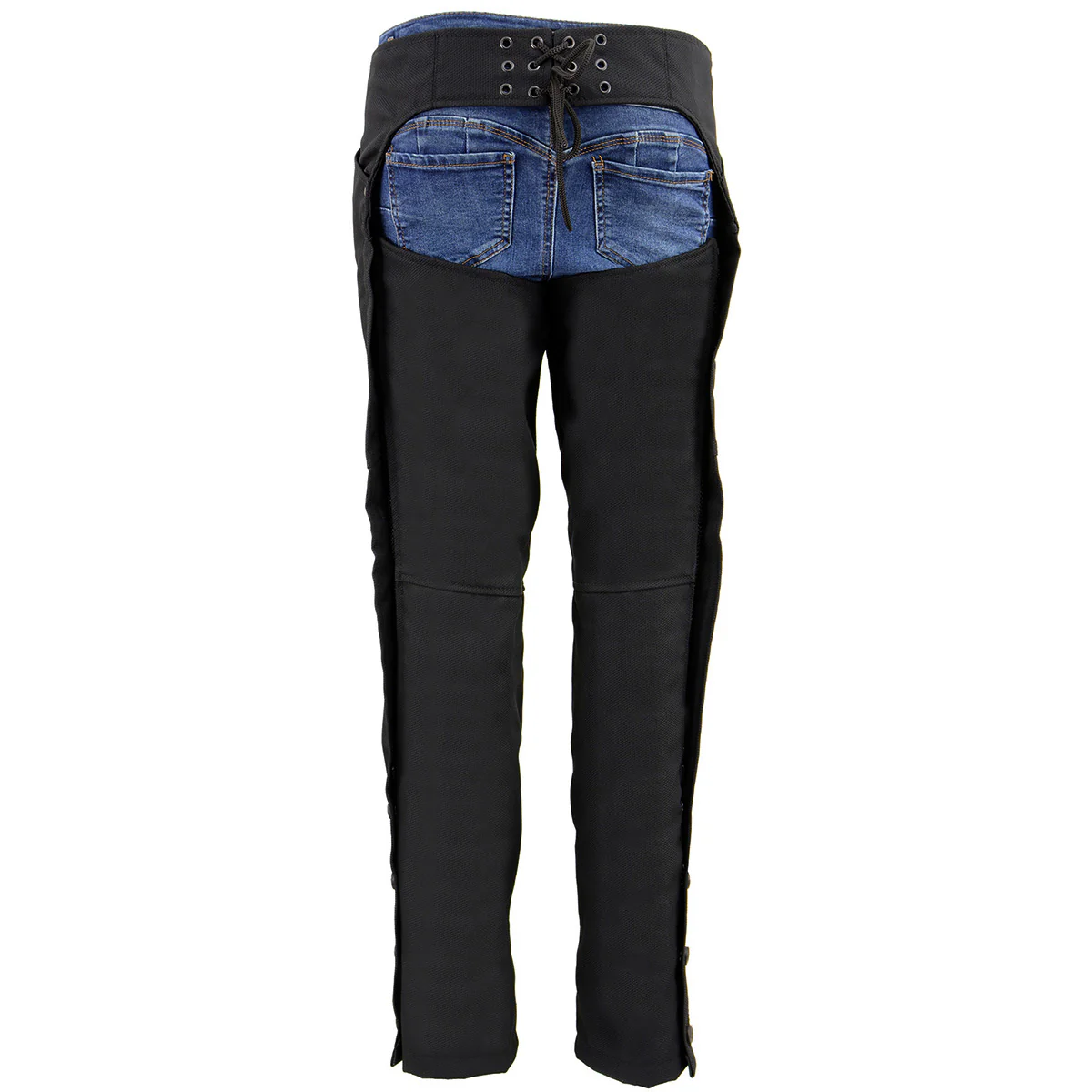 Milwaukee Leather SH1182 Women's Black Textile Motorcycle Riding Chaps with Tribal Embroidery - Image 2
