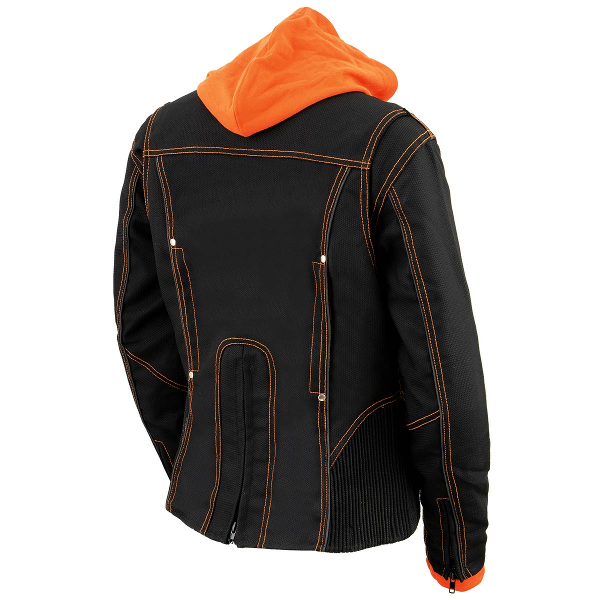 NexGen SH1939 Women's 'Reflective Tribal' Orange and Black 3/4 Textile Vented Jacket - Image 8