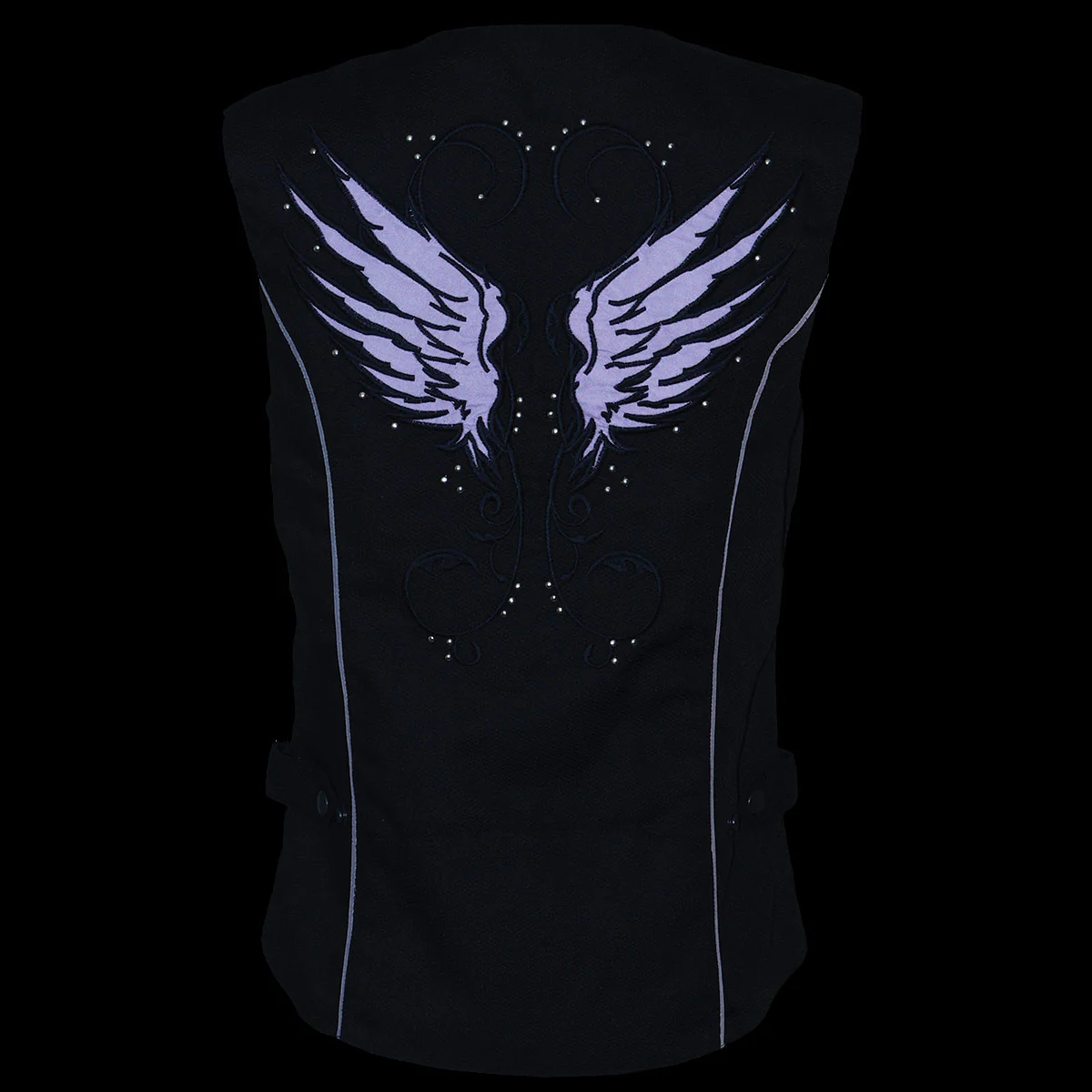 Milwaukee Leather SH1955 Ladies Black and Purple Textile Vest with Wing Embroidery - Image 6