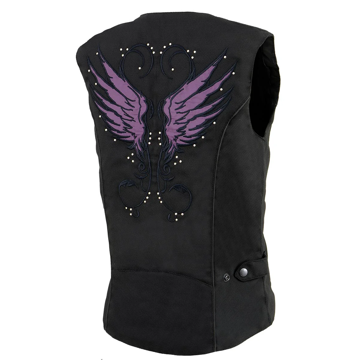 Milwaukee Leather SH1955 Ladies Black and Purple Textile Vest with Wing Embroidery - Image 8