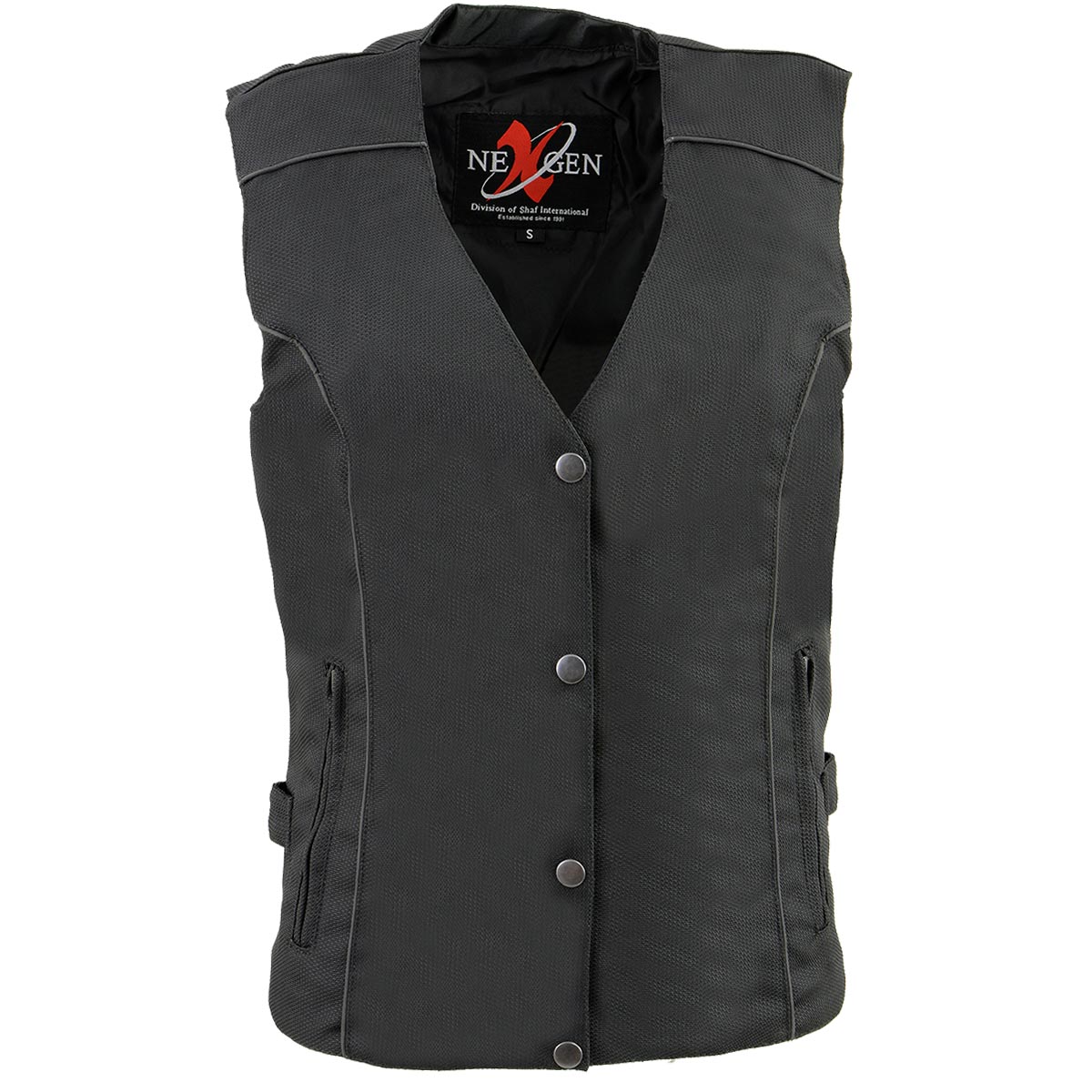 Milwaukee Leather SH1955 Ladies Black and Red Textile Vest with Wing Embroidery - Image 2