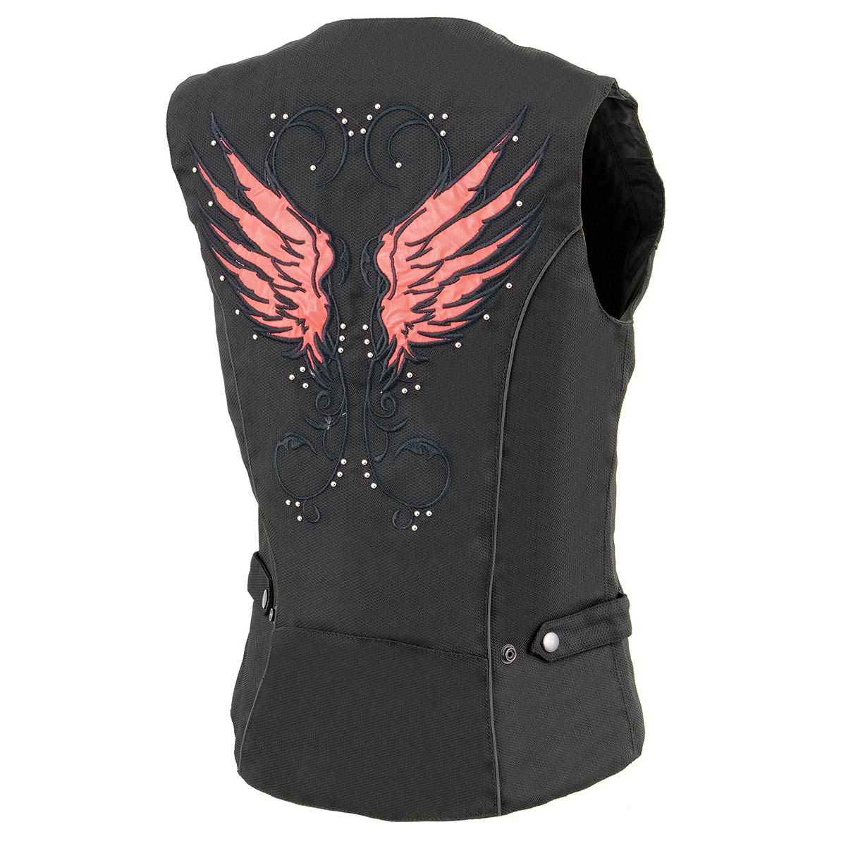 Milwaukee Leather SH1955 Ladies Black and Red Textile Vest with Wing Embroidery - Image 7