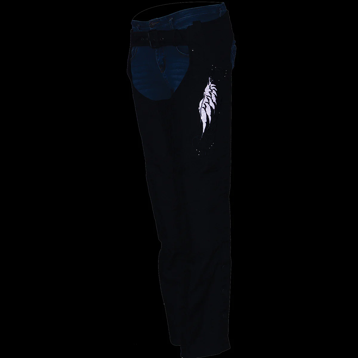 Milwaukee Leather SH1956 Women's 'Winged' Black and Pink Textile Chaps - Image 5