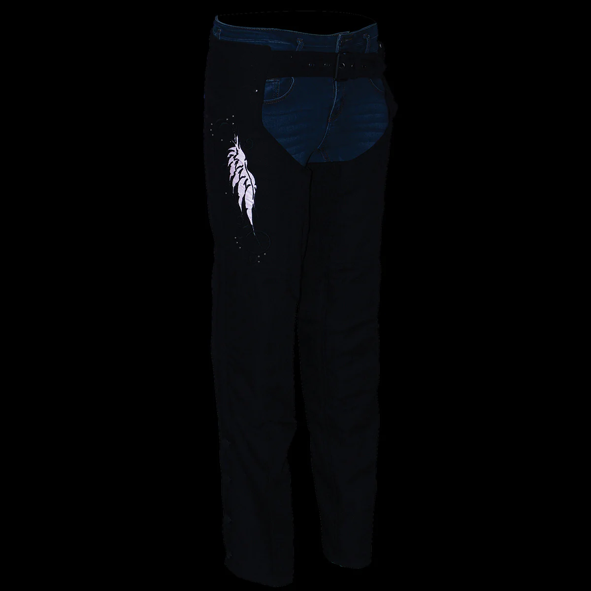 Milwaukee Leather SH1956 Women's 'Winged' Black and Pink Textile Chaps - Image 6