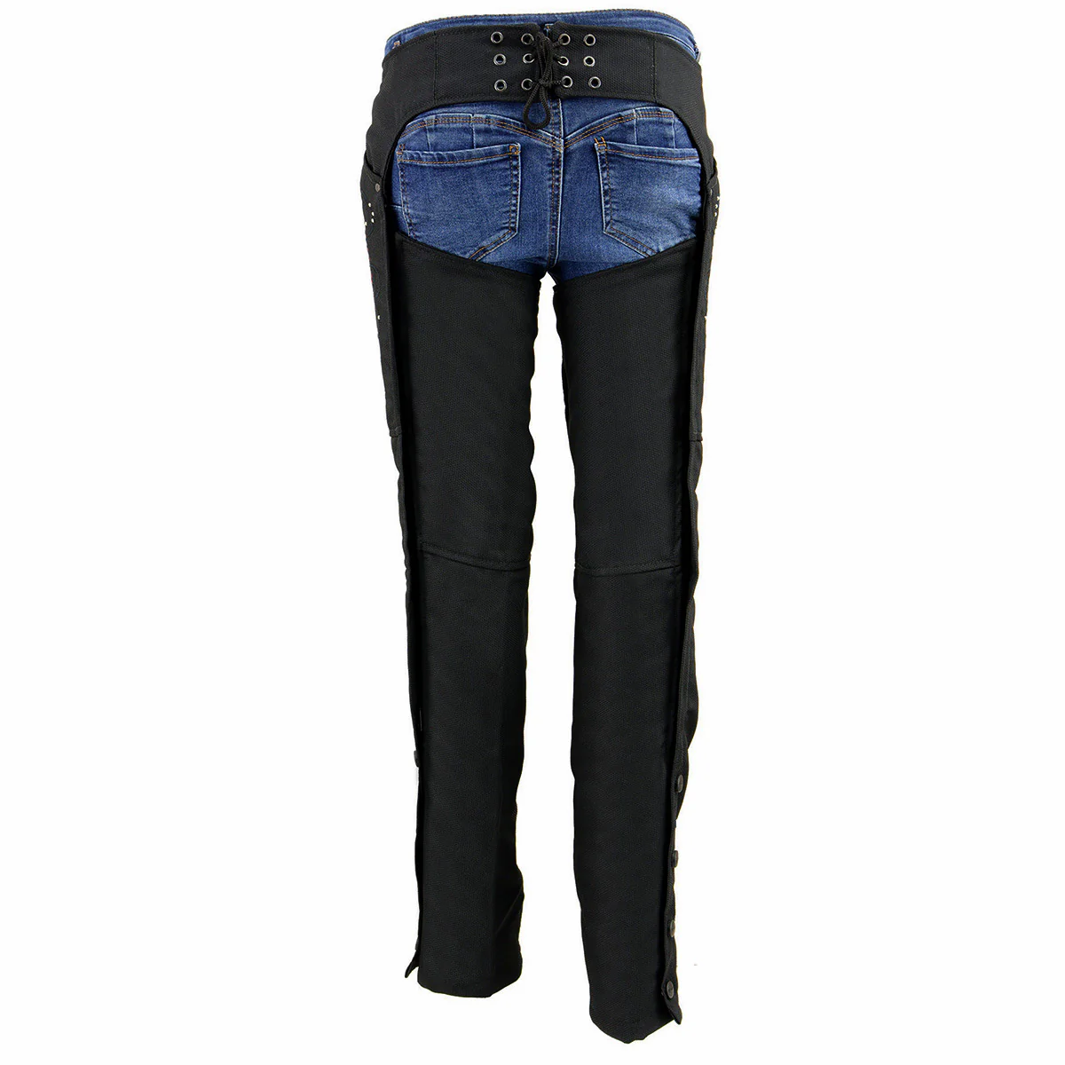 Milwaukee Leather SH1956 Women's 'Winged' Black and Red Textile Chaps - Image 2
