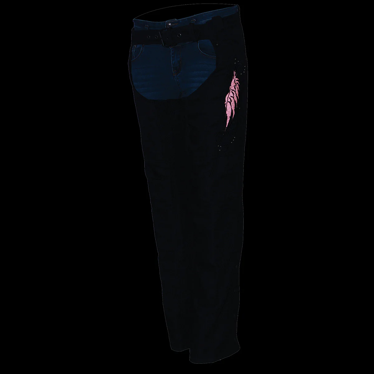 Milwaukee Leather SH1956 Women's 'Winged' Black and Red Textile Chaps - Image 5