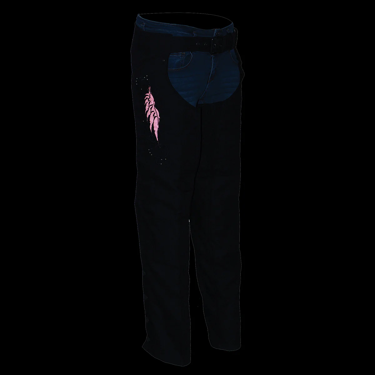 Milwaukee Leather SH1956 Women's 'Winged' Black and Red Textile Chaps - Image 6