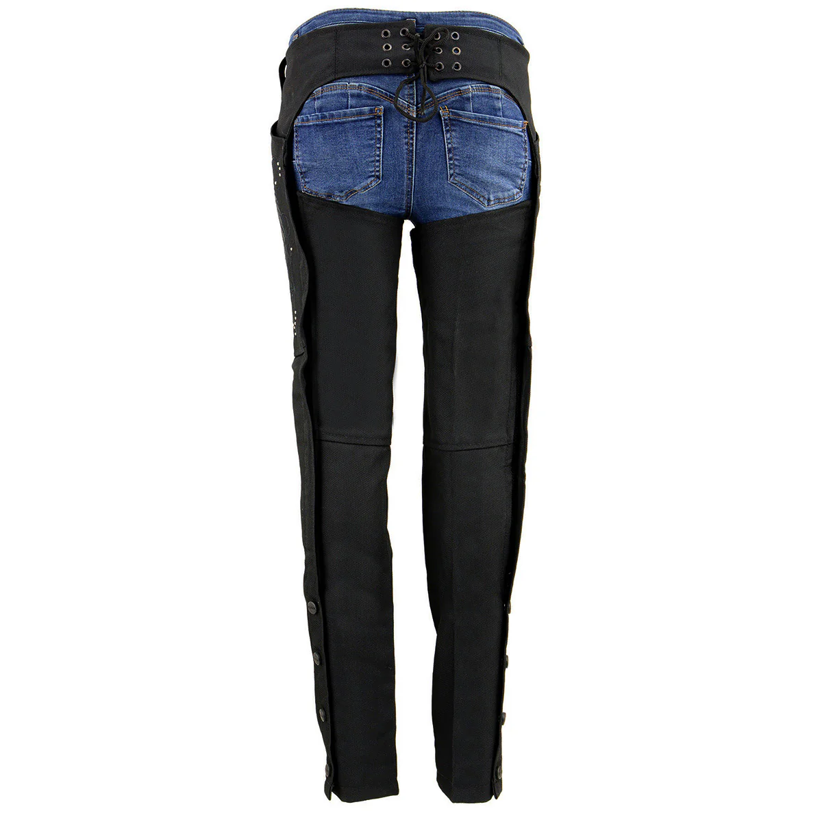 Milwaukee Leather SH1956 Women's 'Winged' Solid Black Textile Chaps - Image 2