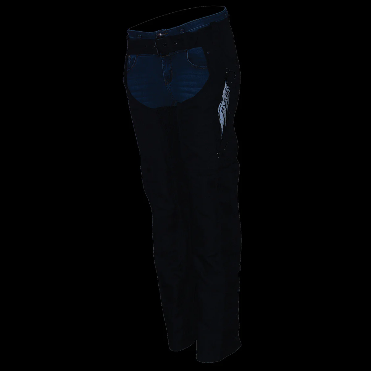 Milwaukee Leather SH1956 Women's 'Winged' Solid Black Textile Chaps - Image 5