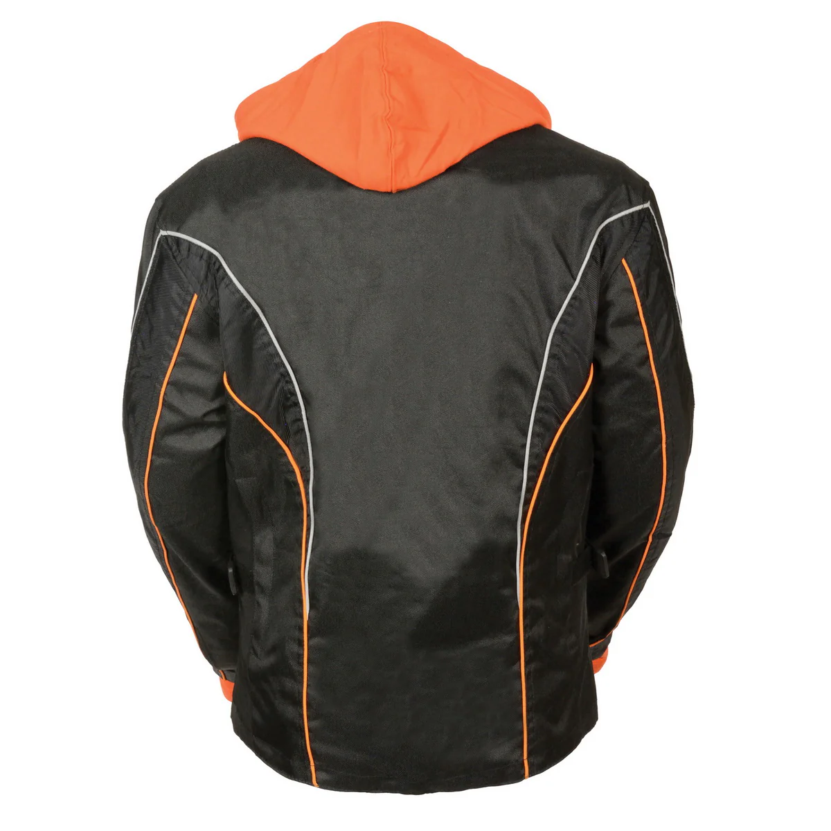 NexGen SH1960 Women's Black Hooded Textile Jacket with Reflective Piping - Image 2