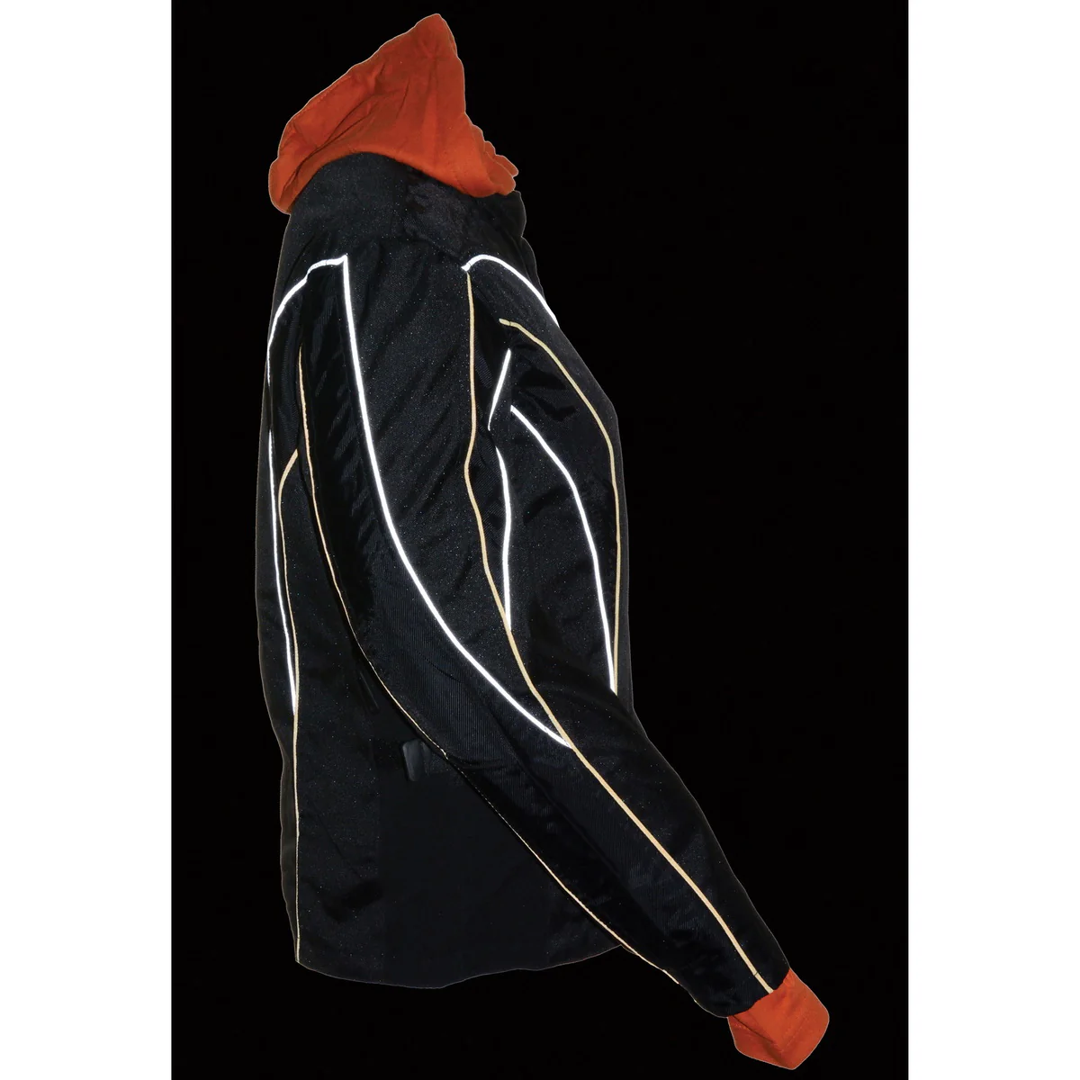 NexGen SH1960 Women's Black Hooded Textile Jacket with Reflective Piping - Image 4