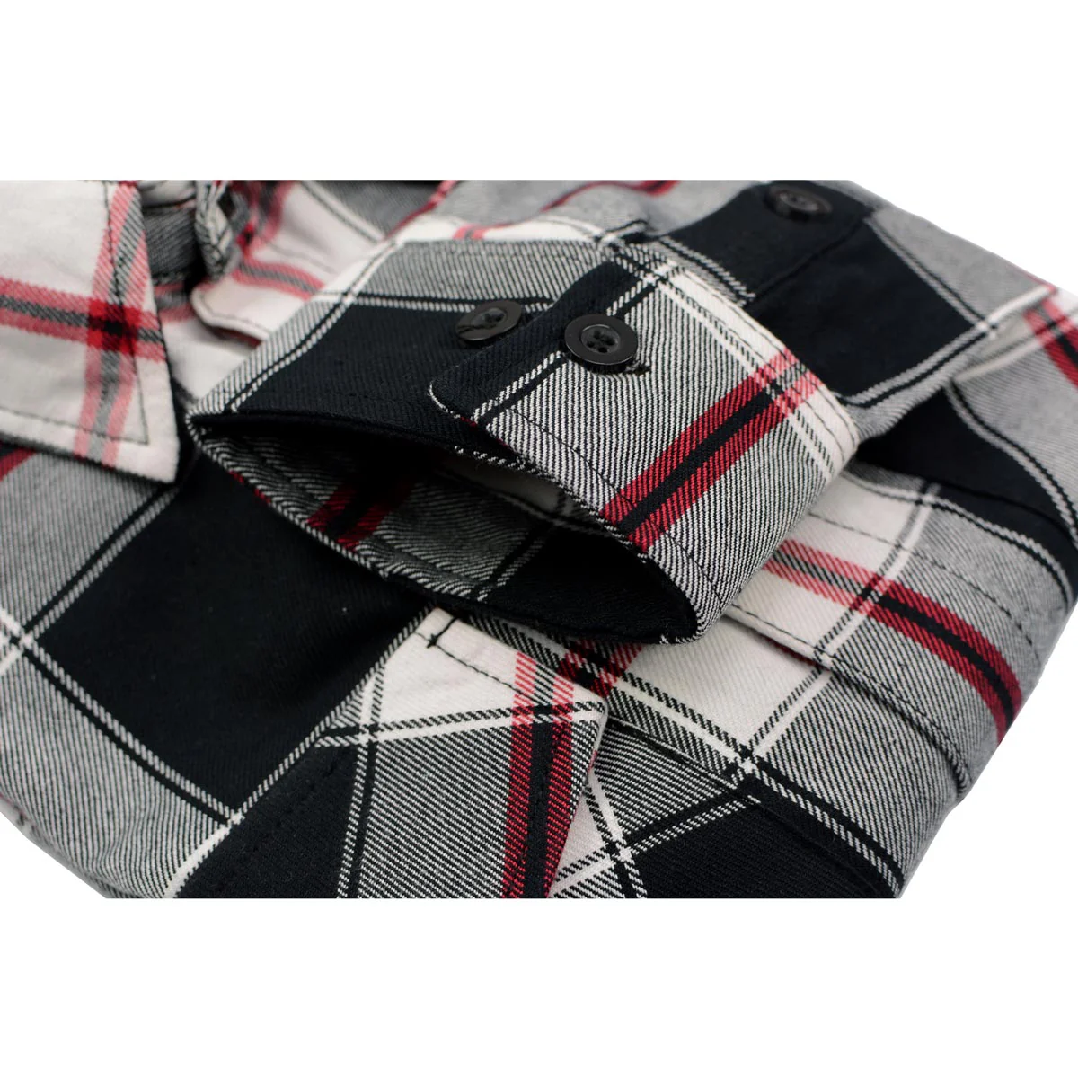 Milwaukee Leather MNG11625 Men's Flannel Plaid Black and White with Red Long Sleeve Cotton Button Down Shirt - Image 13