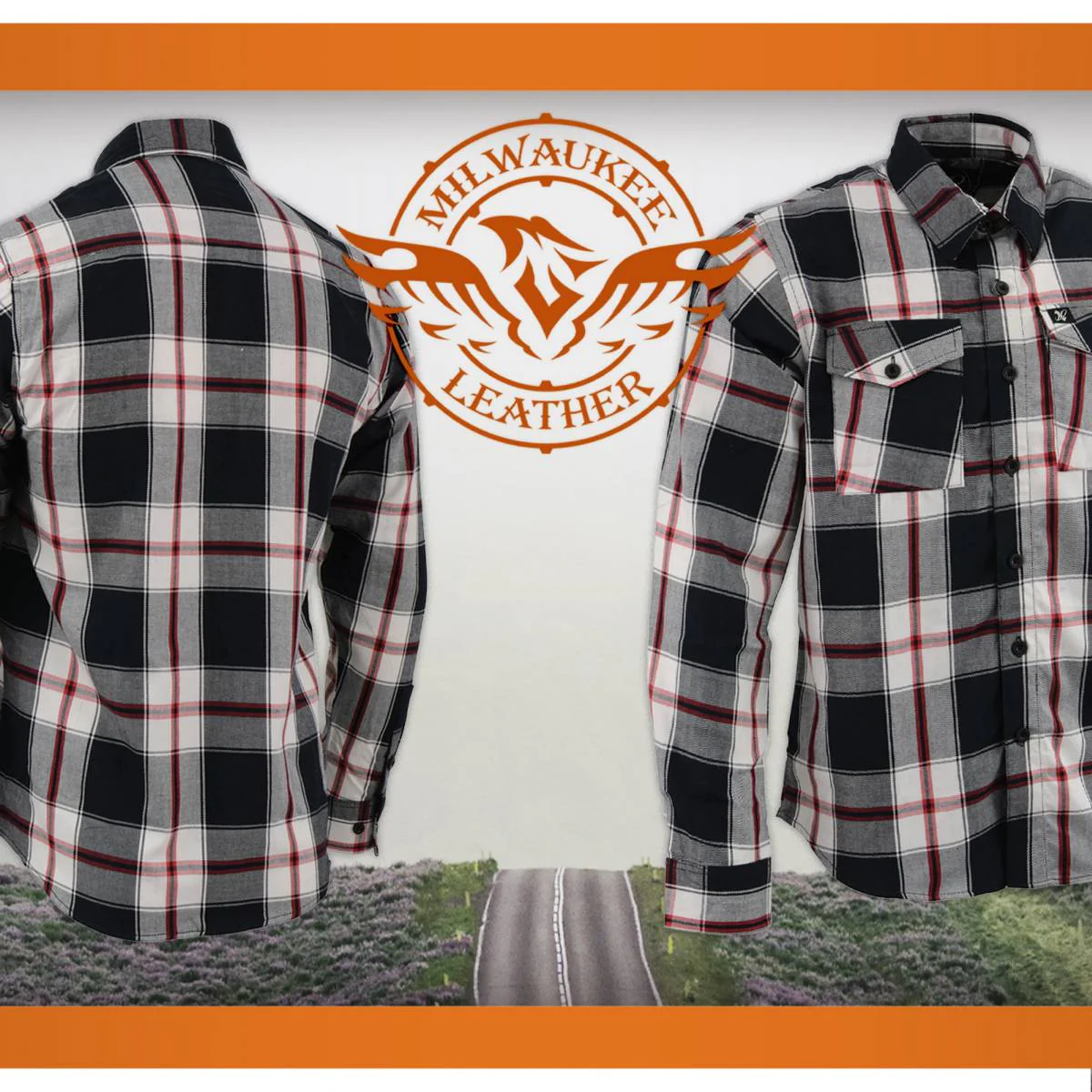Milwaukee Leather MNG11625 Men's Flannel Plaid Black and White with Red Long Sleeve Cotton Button Down Shirt - Image 5