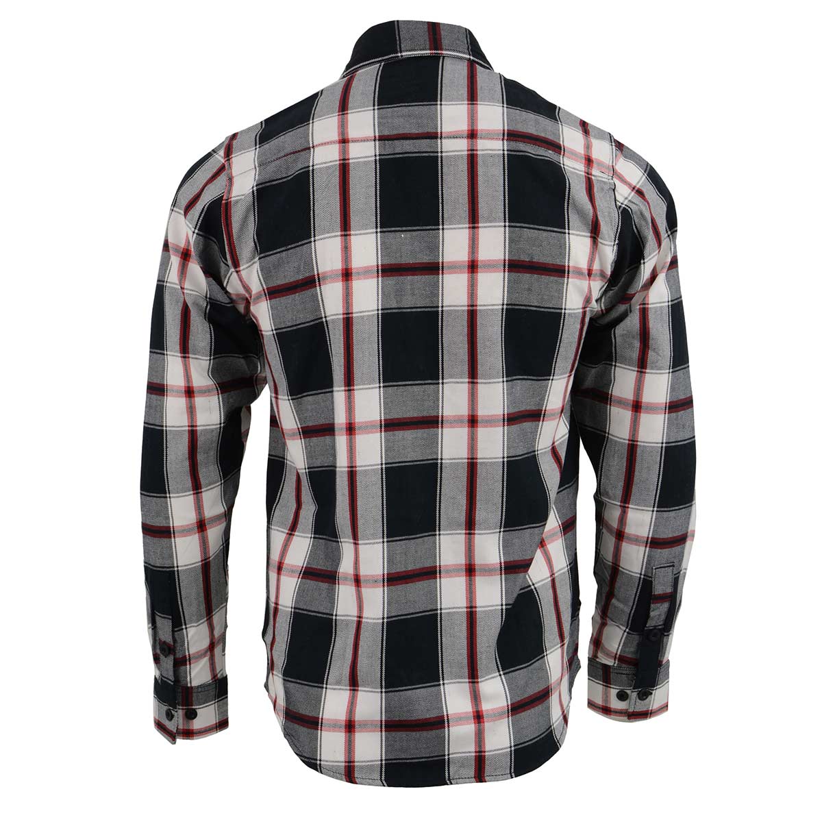 Milwaukee Leather MNG11625 Men's Flannel Plaid Black and White with Red Long Sleeve Cotton Button Down Shirt - Image 7