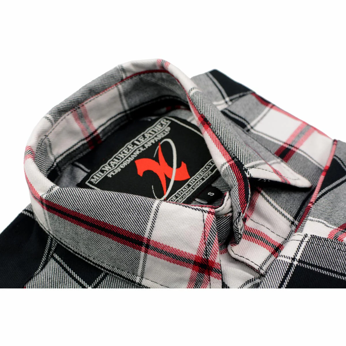 Milwaukee Leather MNG11625 Men's Flannel Plaid Black and White with Red Long Sleeve Cotton Button Down Shirt - Image 9
