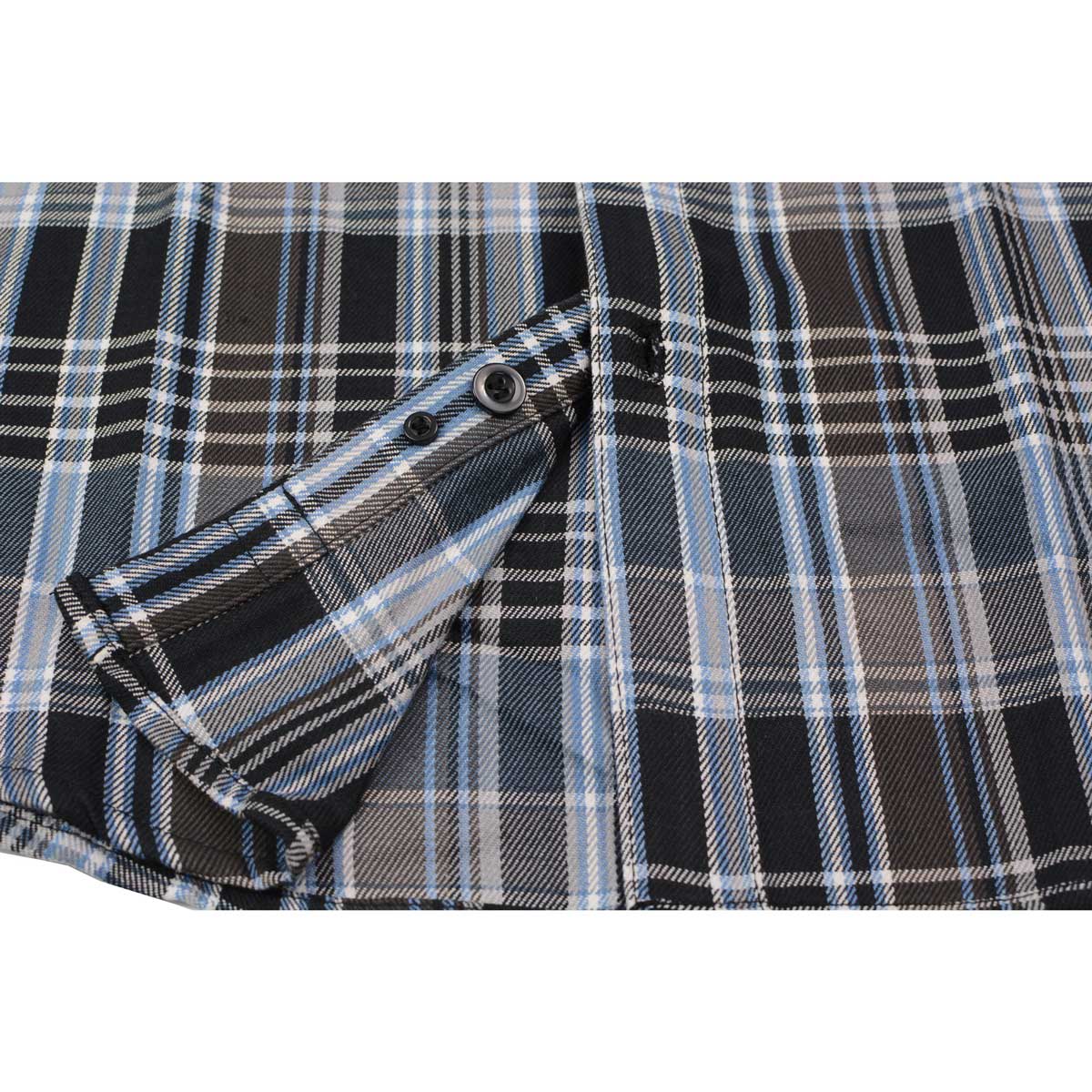 Milwaukee Leather MNG11626 Men's Flannel Plaid Black and White with Blue Long Sleeve Cotton Button Down Shirt - Image 13
