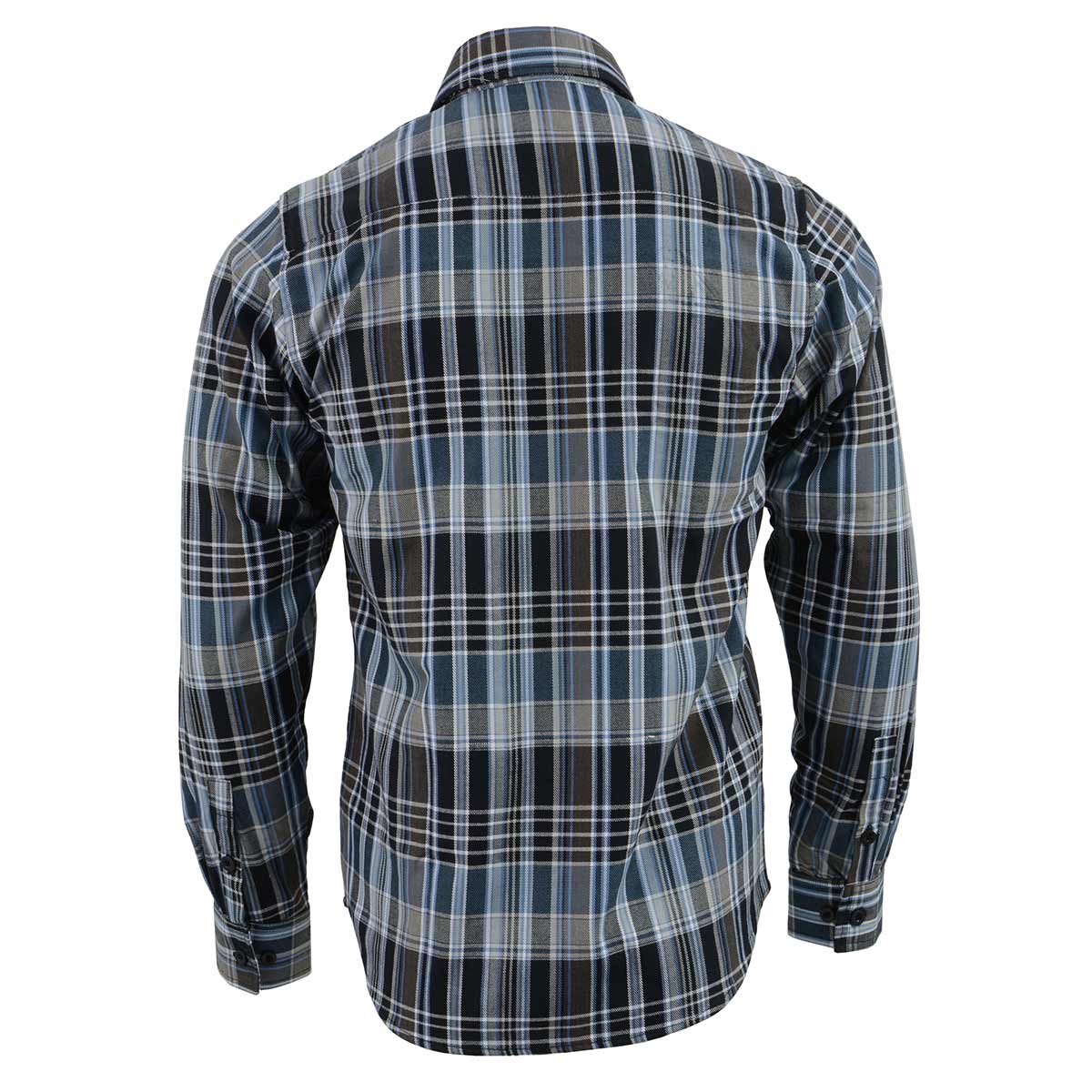 Milwaukee Leather MNG11626 Men's Flannel Plaid Black and White with Blue Long Sleeve Cotton Button Down Shirt - Image 6