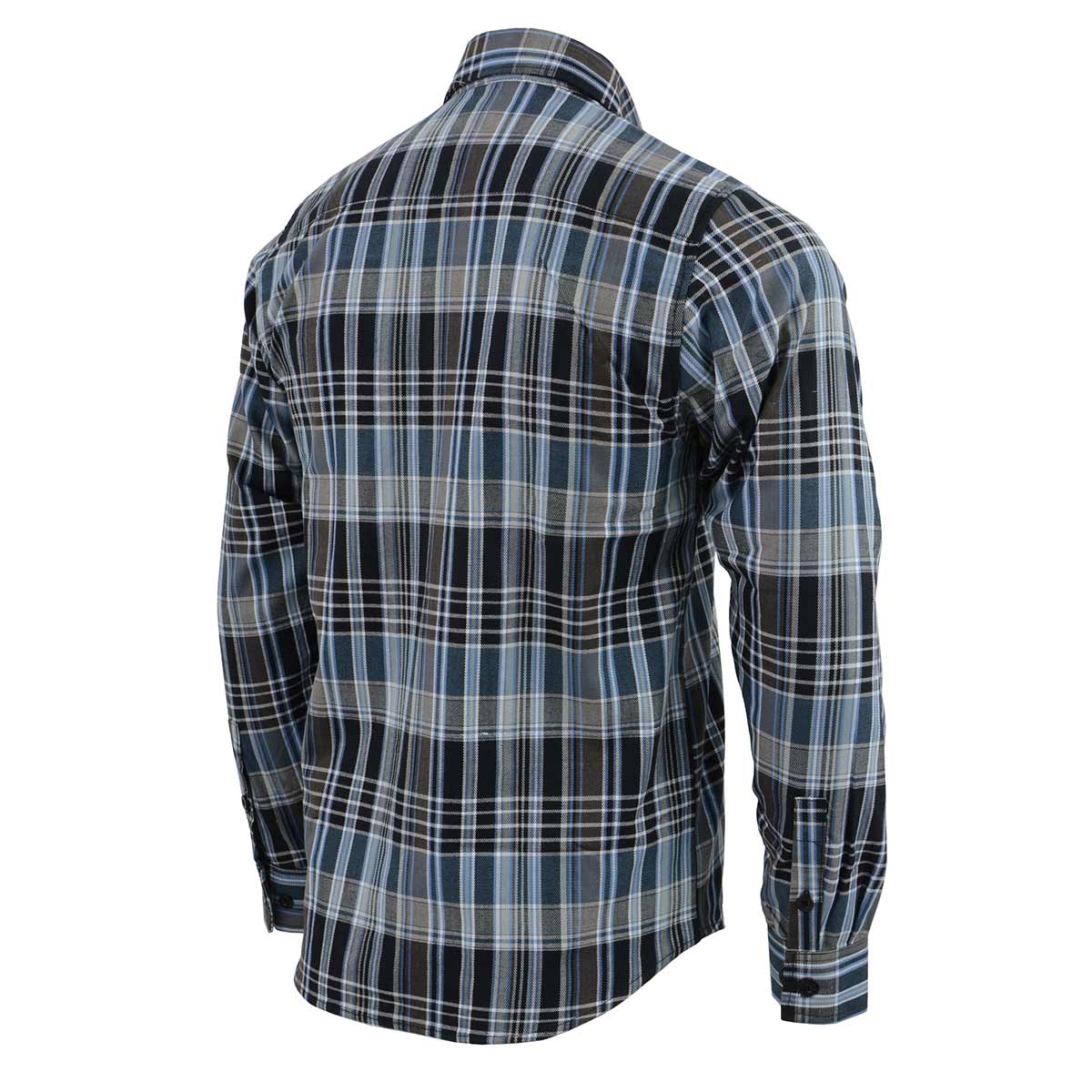 Milwaukee Leather MNG11626 Men's Flannel Plaid Black and White with Blue Long Sleeve Cotton Button Down Shirt - Image 7