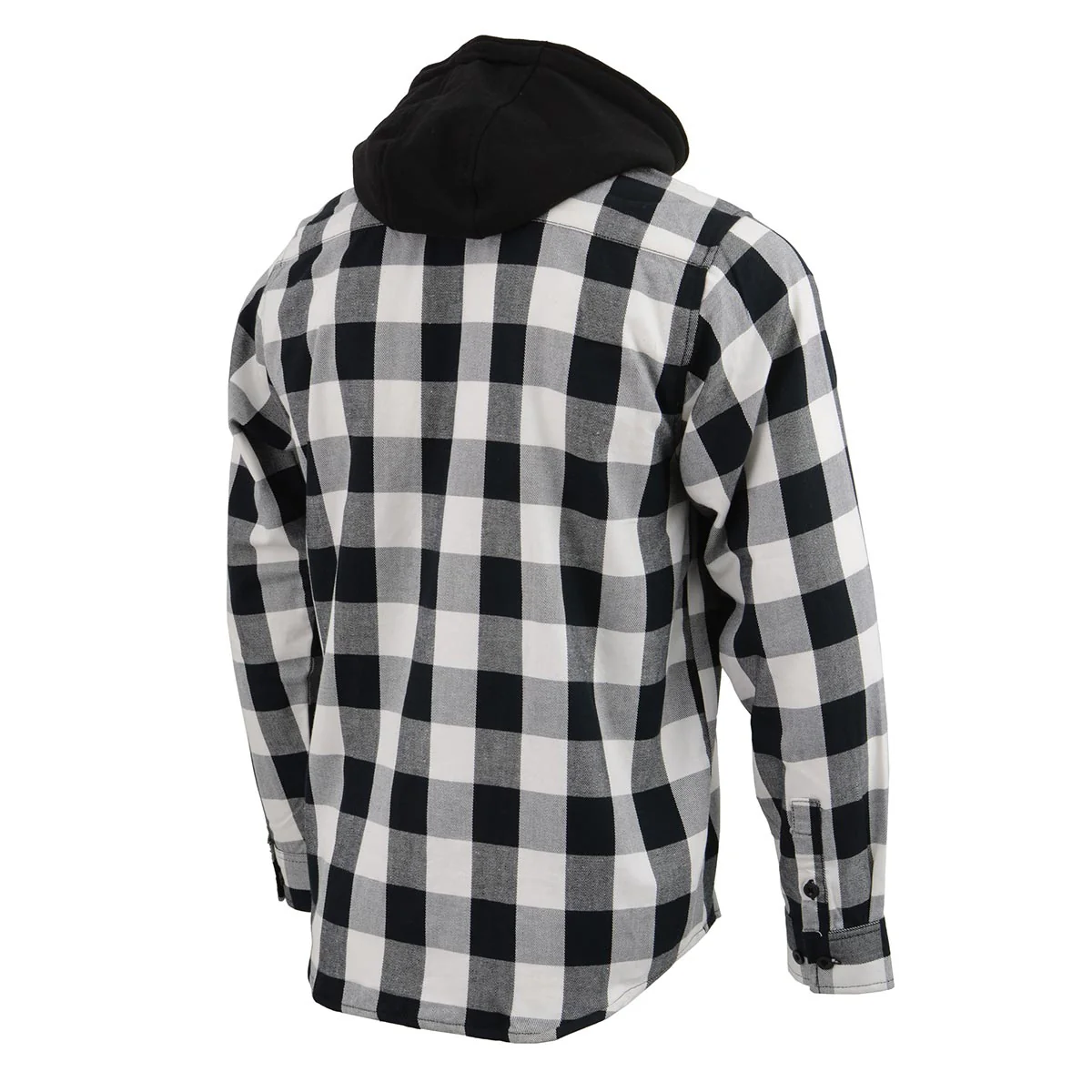 Milwaukee Leather MNG11629 Men's Long Sleeve Flannel Black and White Cotton Button Down Shirt w/ Hoodie - Image 2
