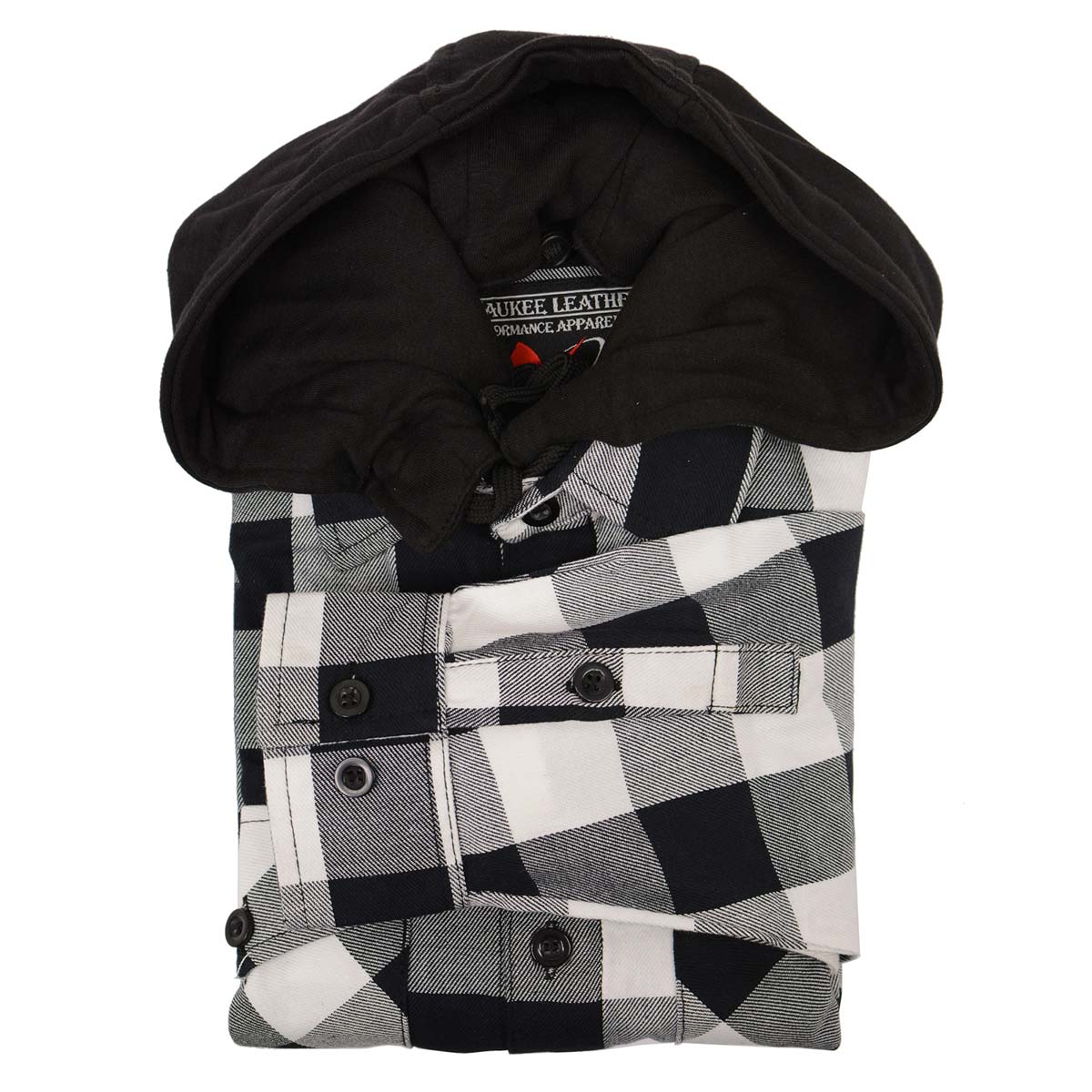 Milwaukee Leather MNG11629 Men's Long Sleeve Flannel Black and White Cotton Button Down Shirt w/ Hoodie - Image 5