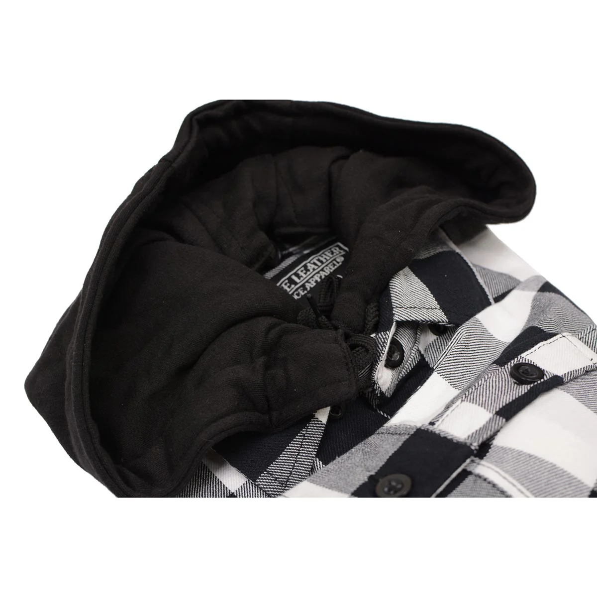 Milwaukee Leather MNG11629 Men's Long Sleeve Flannel Black and White Cotton Button Down Shirt w/ Hoodie - Image 6