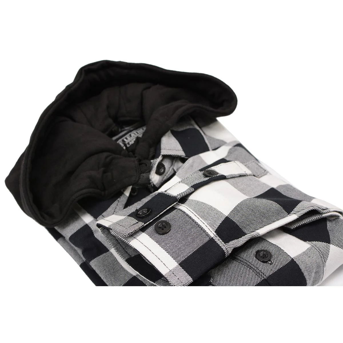 Milwaukee Leather MNG11629 Men's Long Sleeve Flannel Black and White Cotton Button Down Shirt w/ Hoodie - Image 8