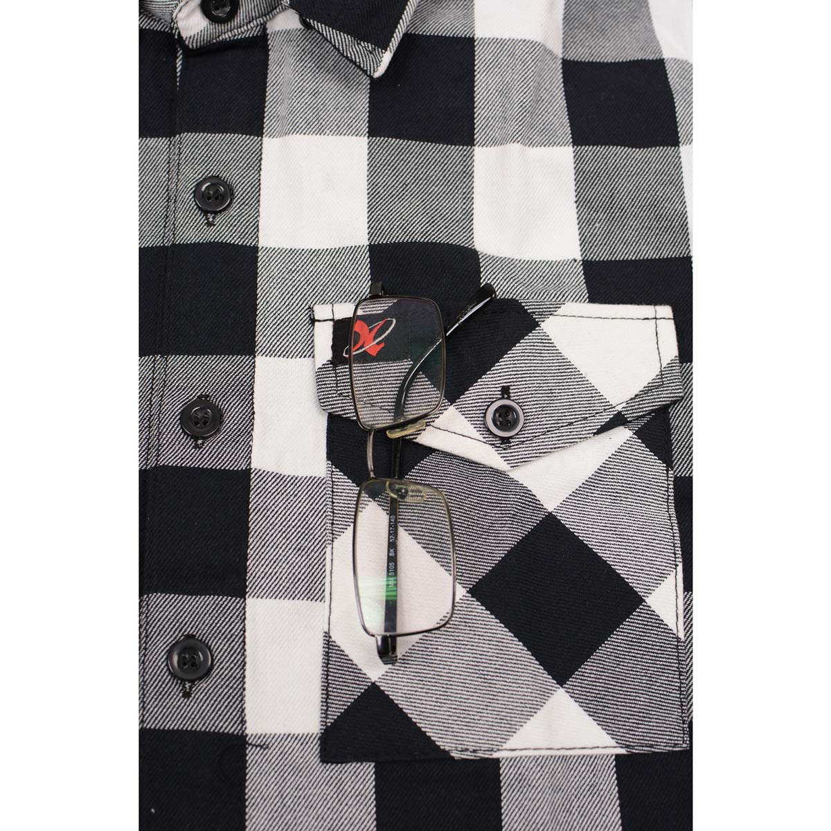 Milwaukee Leather MNG11629 Men's Long Sleeve Flannel Black and White Cotton Button Down Shirt w/ Hoodie - Image 9