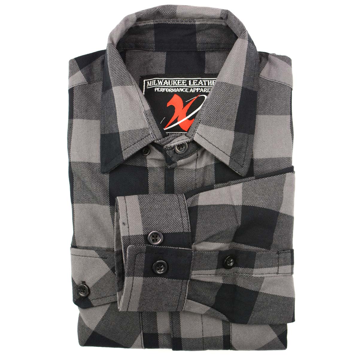 Milwaukee Leather Men's Flannel Plaid Shirt Black and Grey Long Sleeve Cotton Button Down Shirt MNG11630 - Image 6