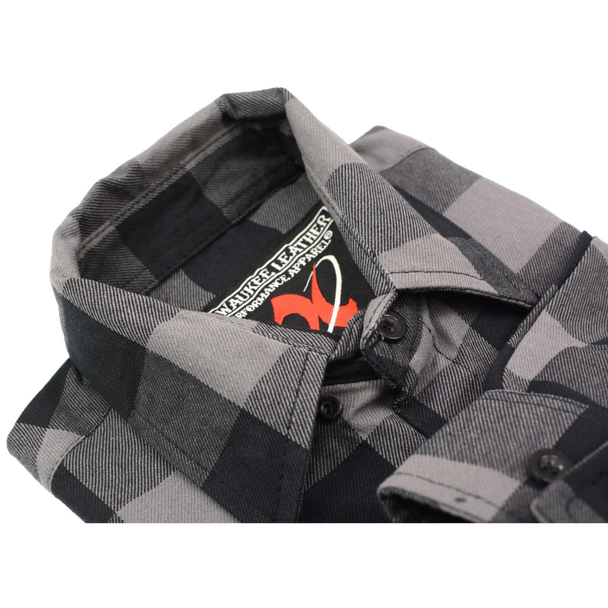 Milwaukee Leather Men's Flannel Plaid Shirt Black and Grey Long Sleeve Cotton Button Down Shirt MNG11630 - Image 7