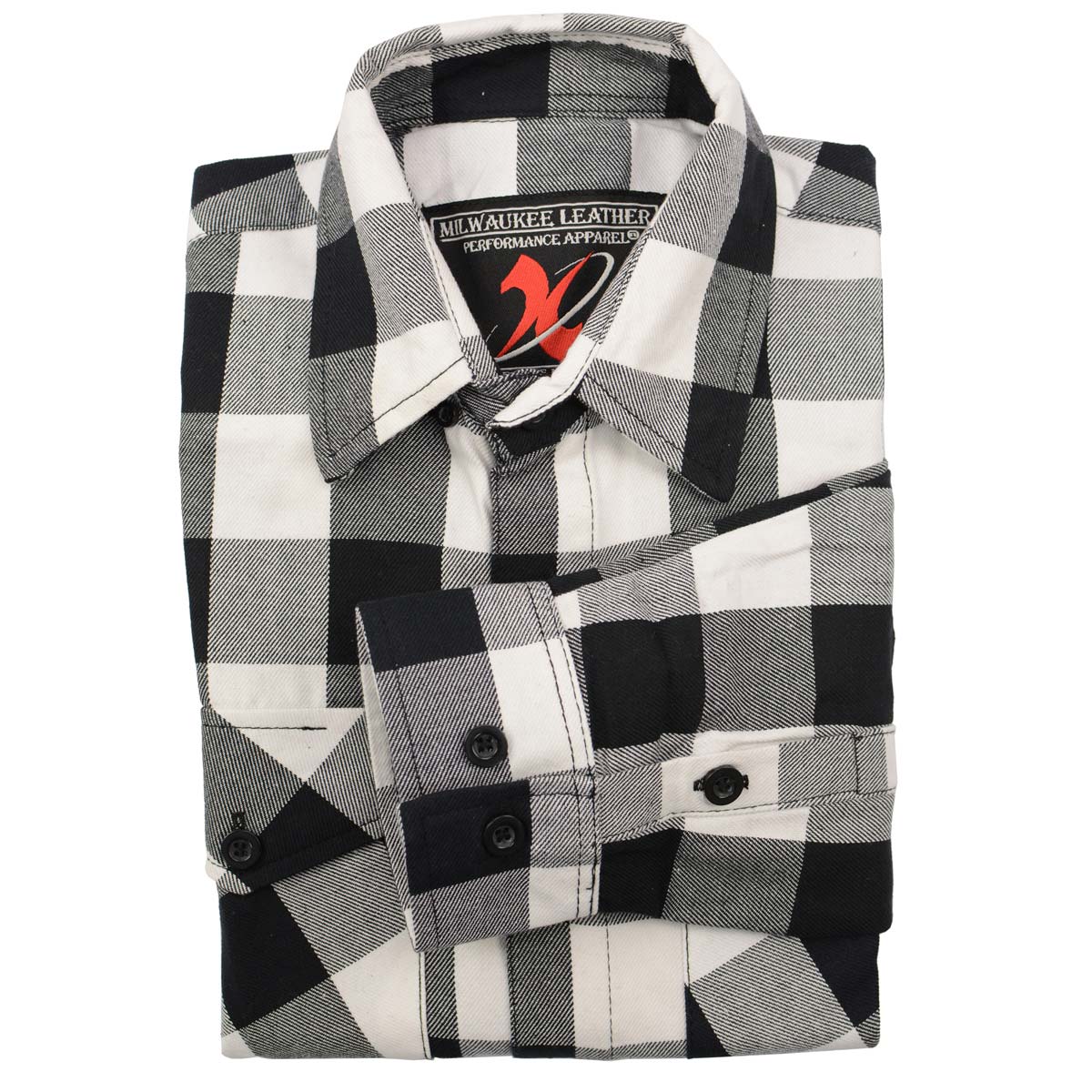 Milwaukee Leather MNG11633 Men's Flannel Plaid Shirt Black and White Long Sleeve Cotton Button Down Shirt - Image 6