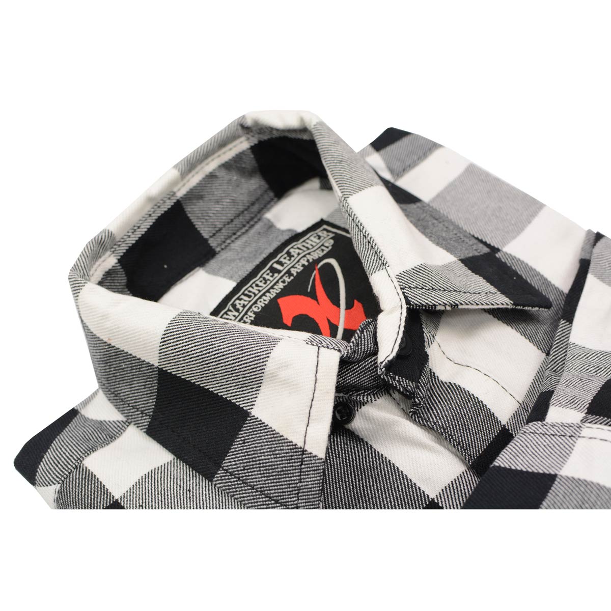 Milwaukee Leather MNG11633 Men's Flannel Plaid Shirt Black and White Long Sleeve Cotton Button Down Shirt - Image 7