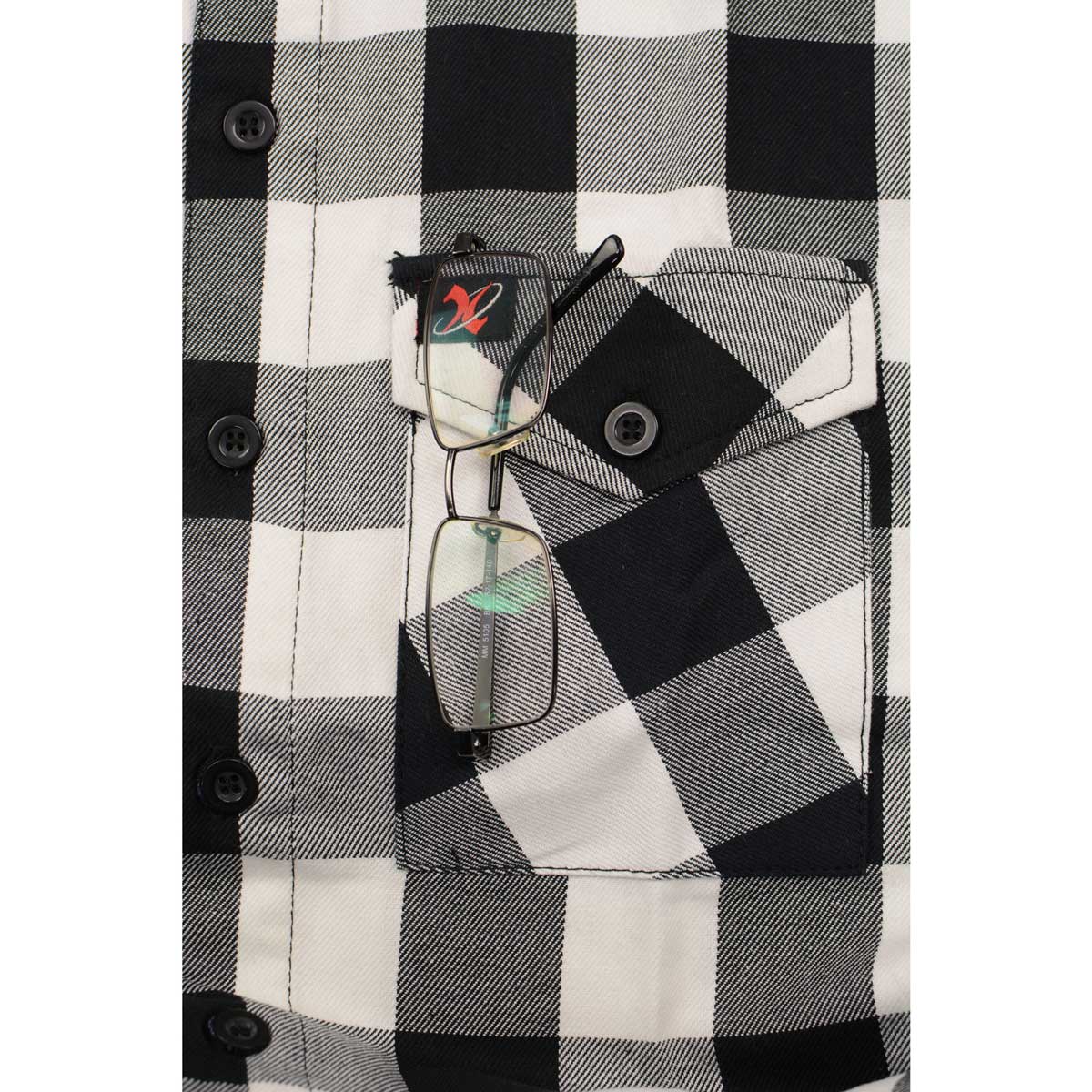 Milwaukee Leather MNG11633 Men's Flannel Plaid Shirt Black and White Long Sleeve Cotton Button Down Shirt - Image 9