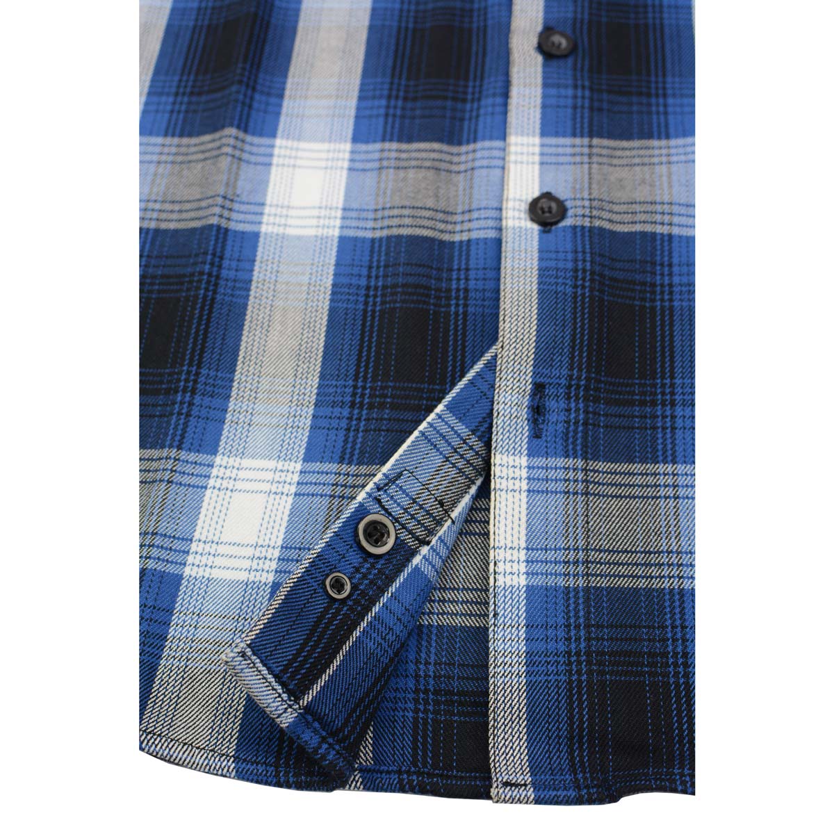 Milwaukee Leather MNG11635 Men's Flannel Plaid Blue and White Long Sleeve Cotton Button Down Shirt - Image 10