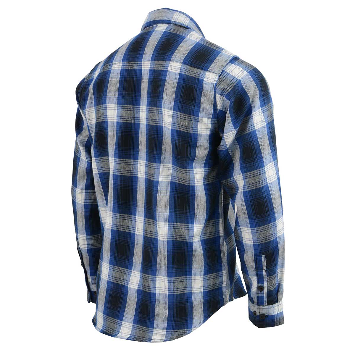 Milwaukee Leather MNG11635 Men's Flannel Plaid Blue and White Long Sleeve Cotton Button Down Shirt - Image 5