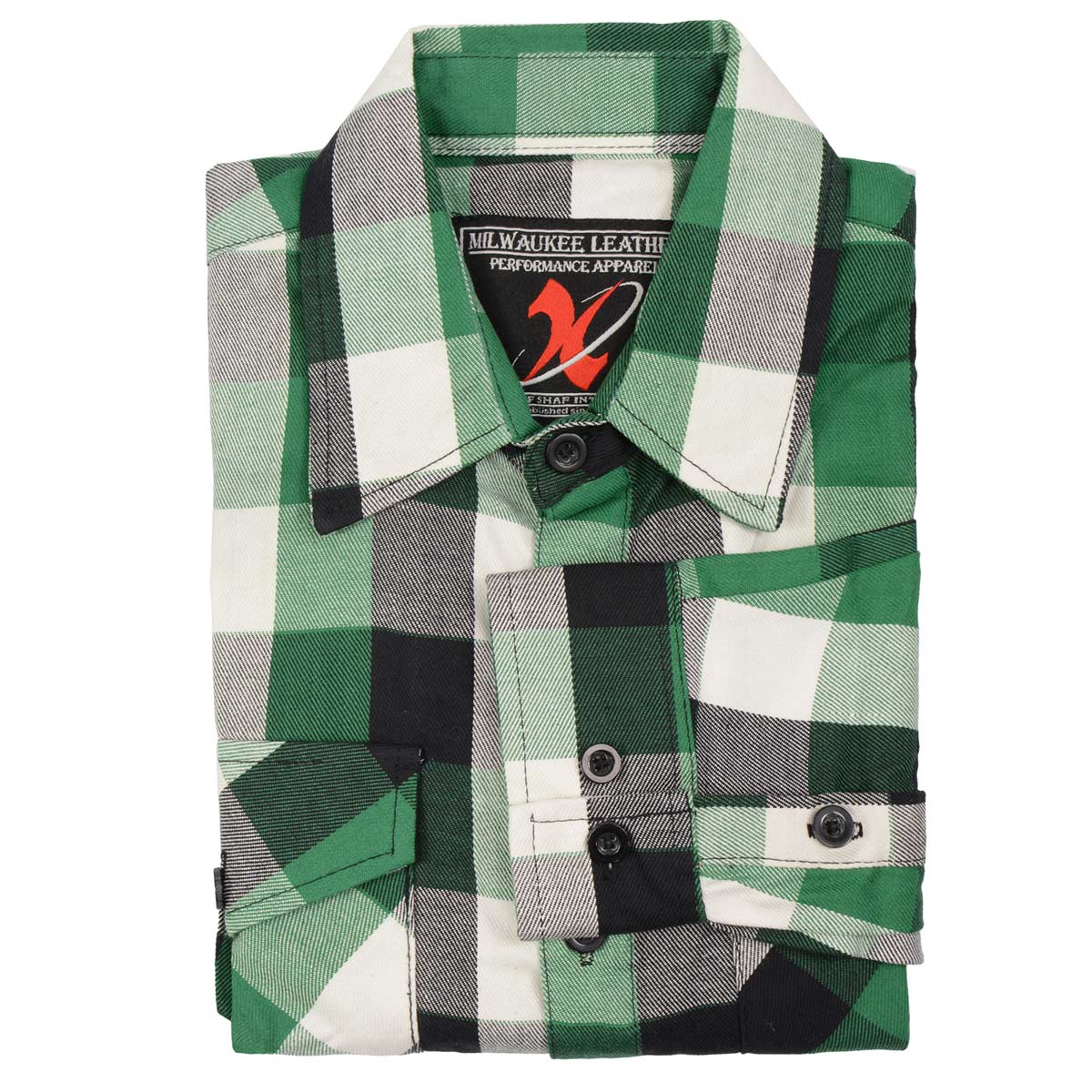 Milwaukee Leather MNG11636 Men's Flannel Plaid Shirt Green and White Long Sleeve Cotton Button Down Shirt - Image 10