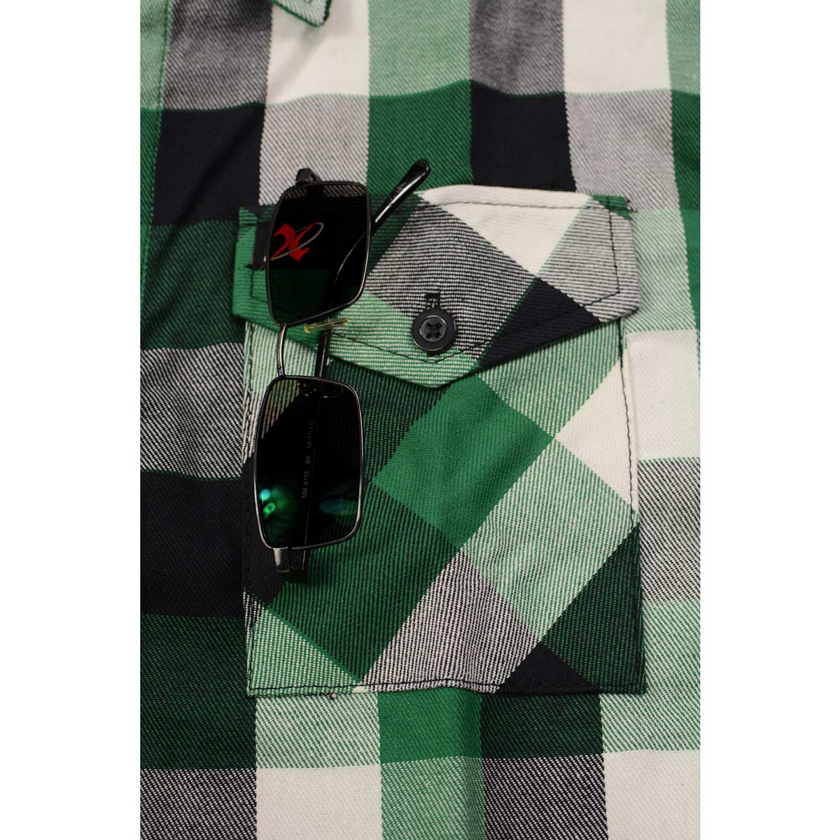 Milwaukee Leather MNG11636 Men's Flannel Plaid Shirt Green and White Long Sleeve Cotton Button Down Shirt - Image 13