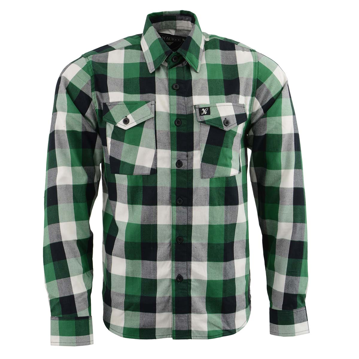 Milwaukee Leather MNG11636 Men's Flannel Plaid Shirt Green and White Long Sleeve Cotton Button Down Shirt - Image 4